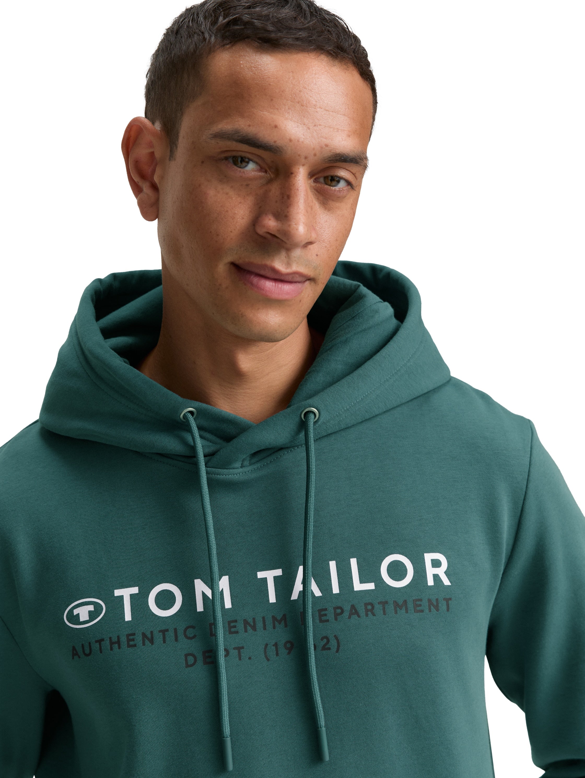 Tom Tailor Green Hoodie with Logo Print