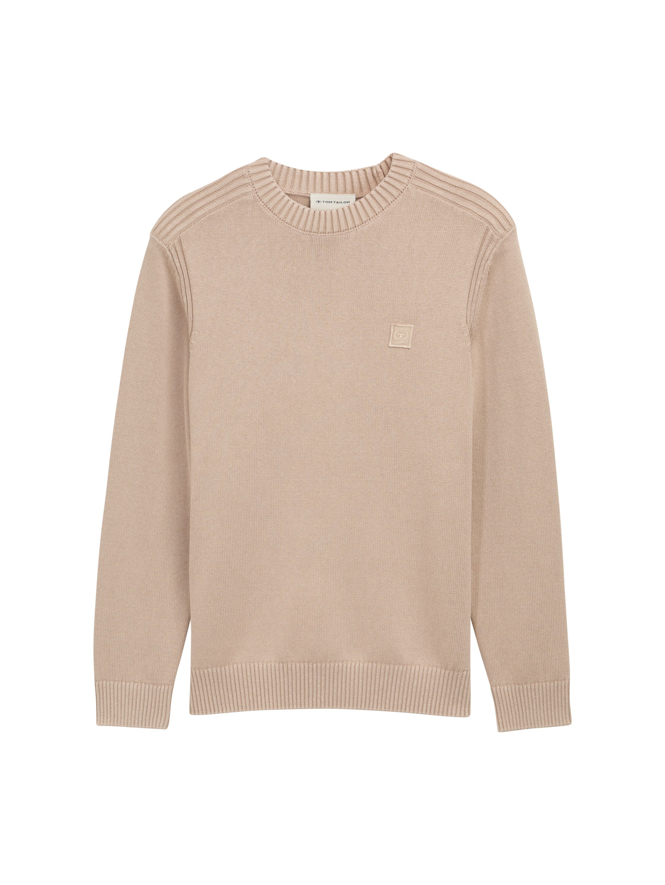 Tom Tailor Washed-look knitted Light Beige Pullover Made From Cotton