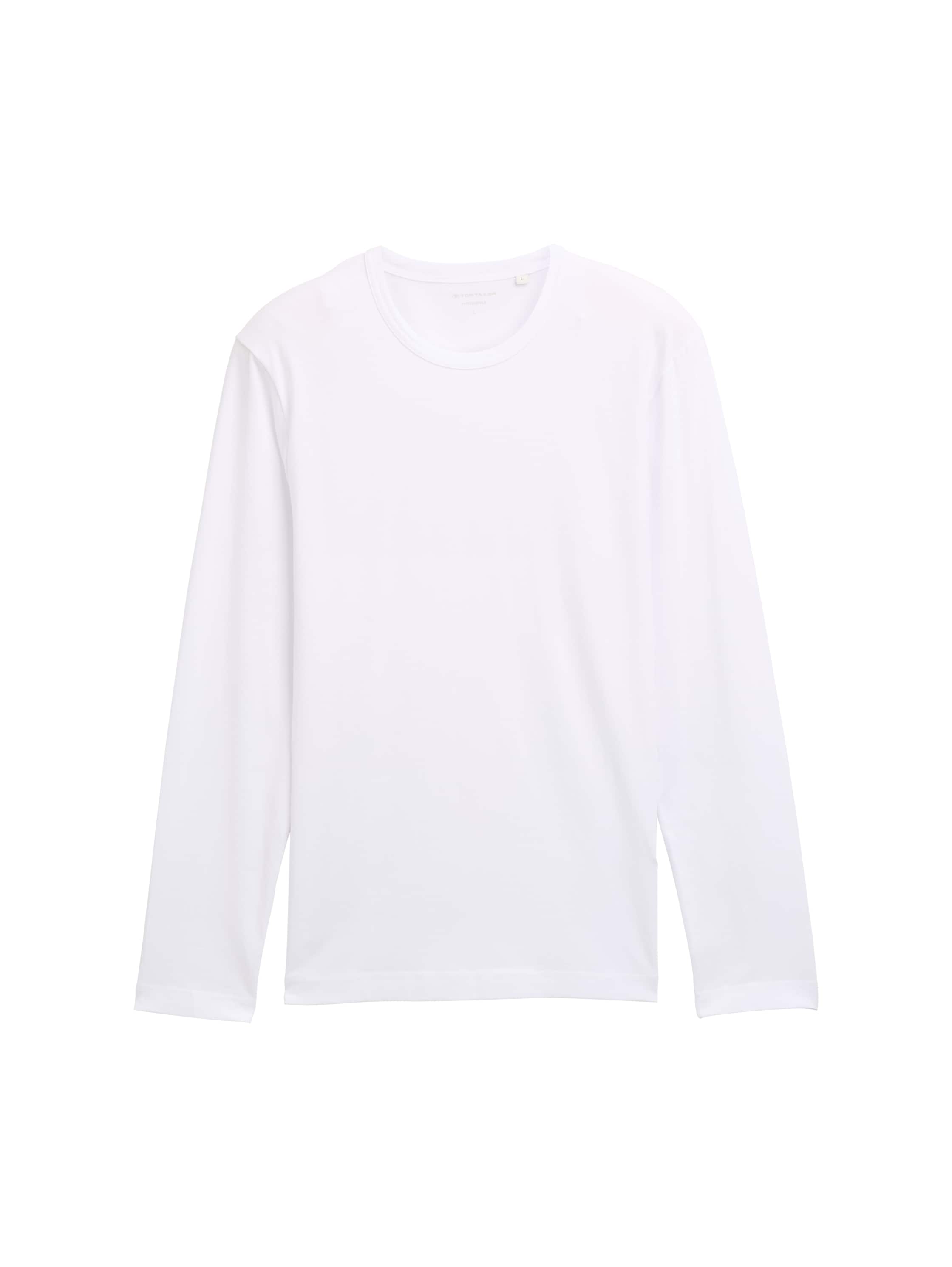 Tom Tailor Slim Fit Long Sleeve White T-Shirt with Stretch