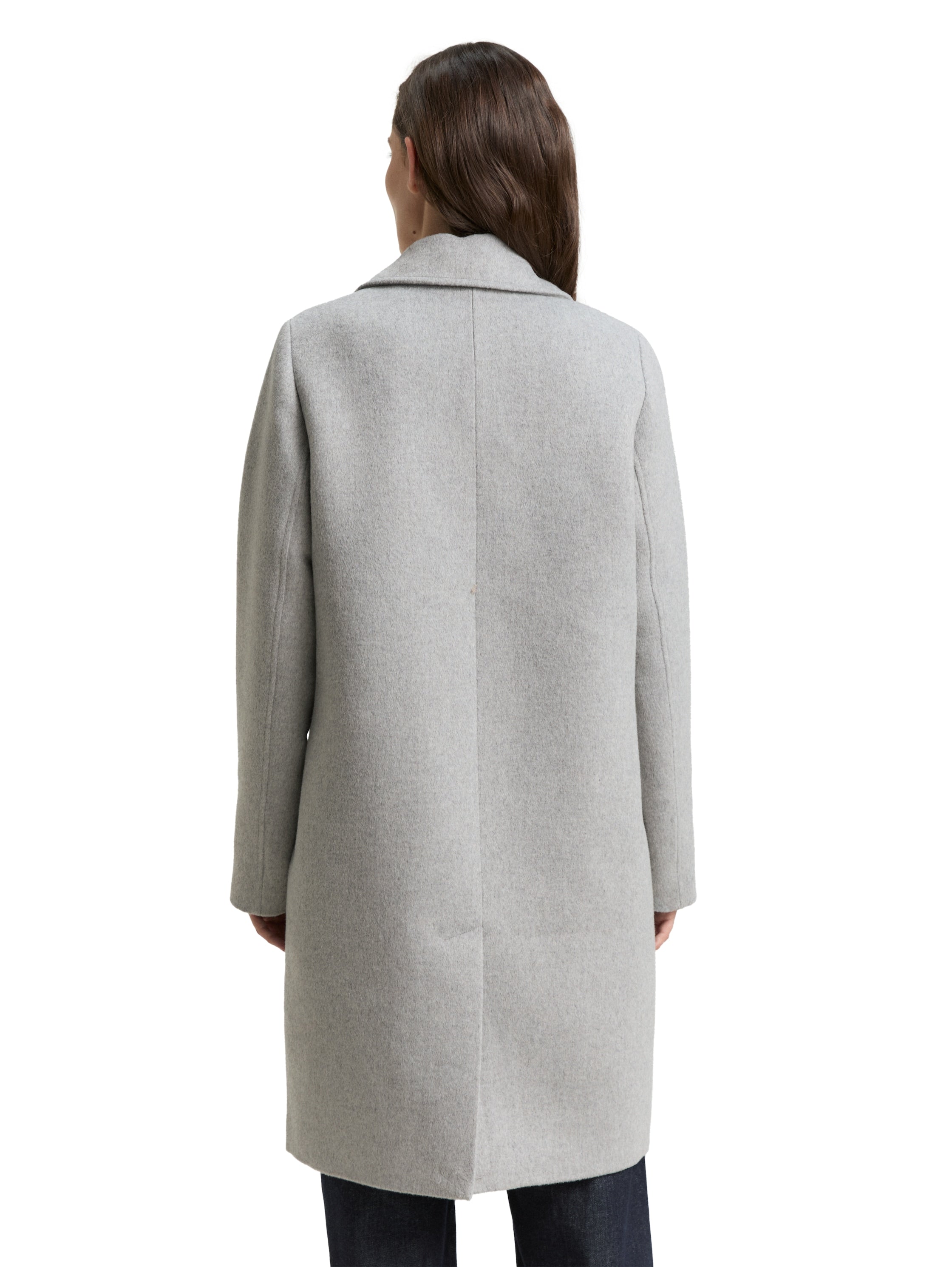 Tom Tailor Wool Grey Coat With Slit Pockets