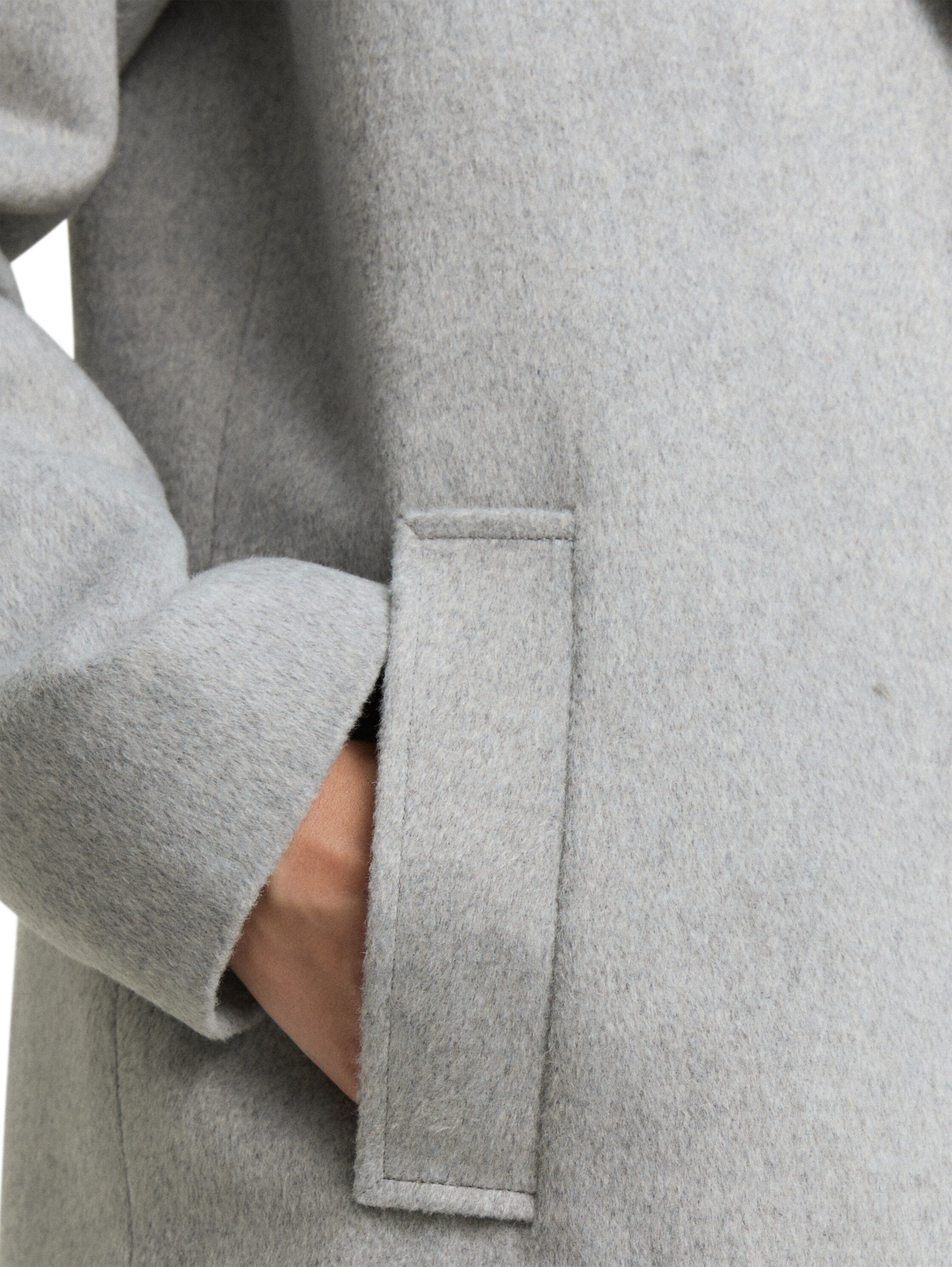 Tom Tailor Wool Grey Coat With Slit Pockets