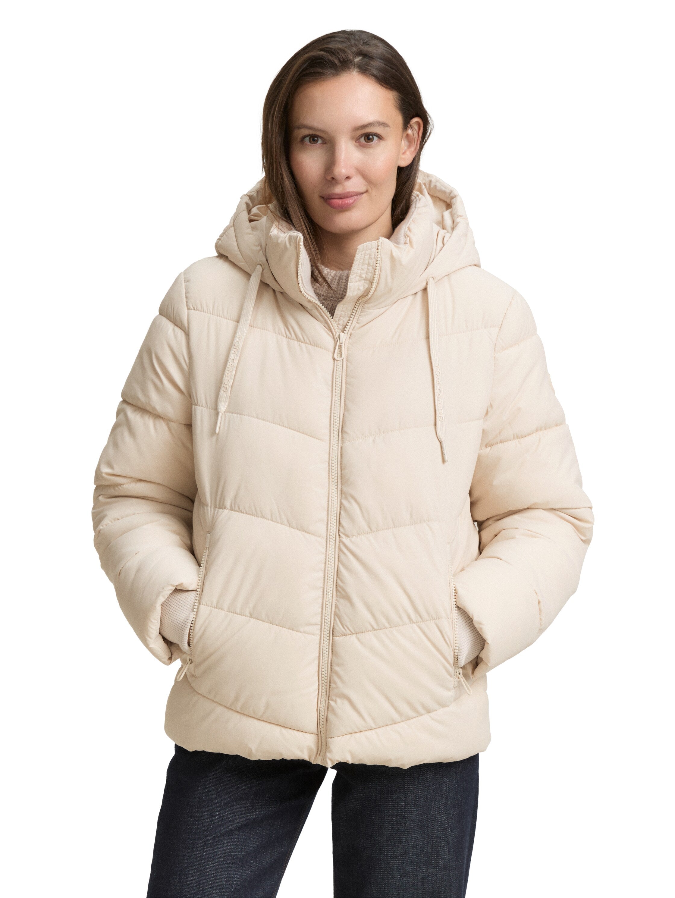 Tom Tailor Puffer Padded Beige Jacket With Zipper To Close