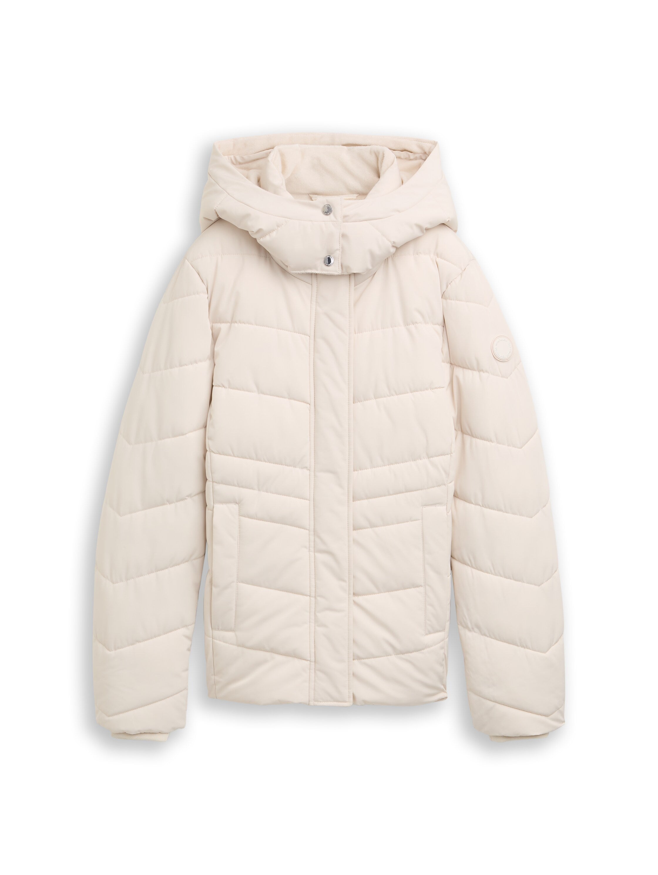 Tom Tailor Puffer Cold Beige Jacket With Detachable Hood