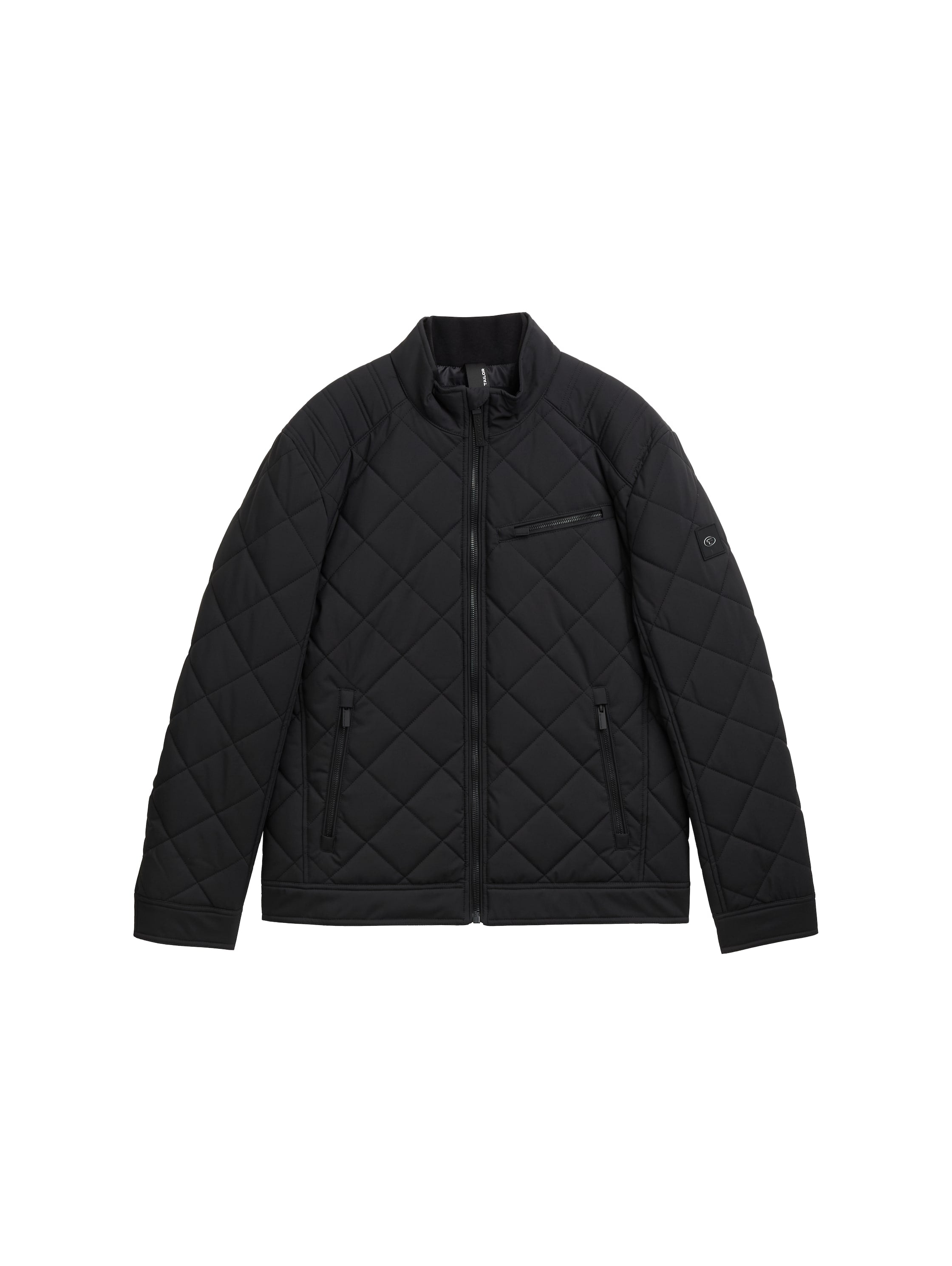 Tom Tailor Black Padded Zippered Jacket Stand up Collar