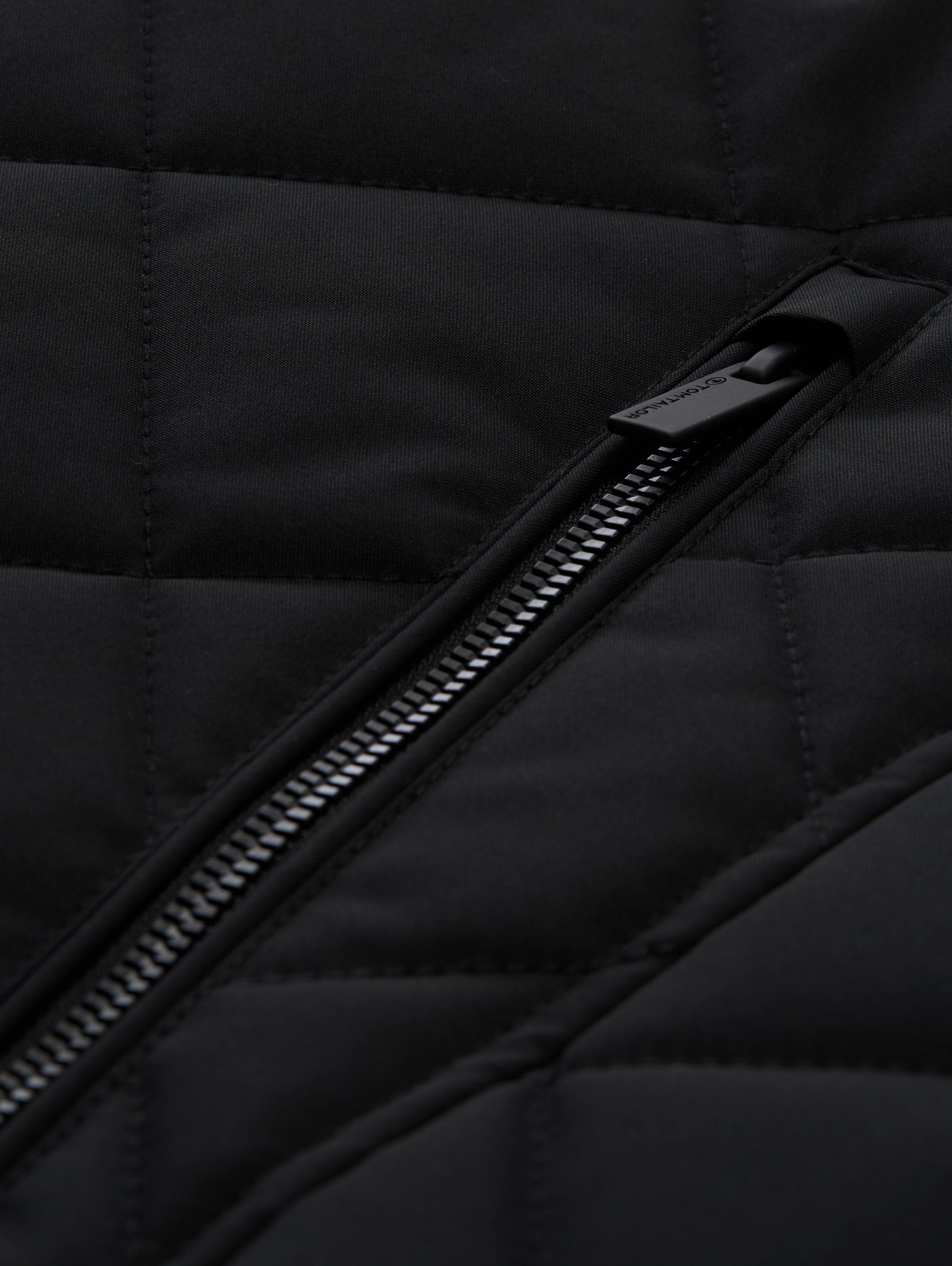 Tom Tailor Black Padded Zippered Jacket Stand up Collar