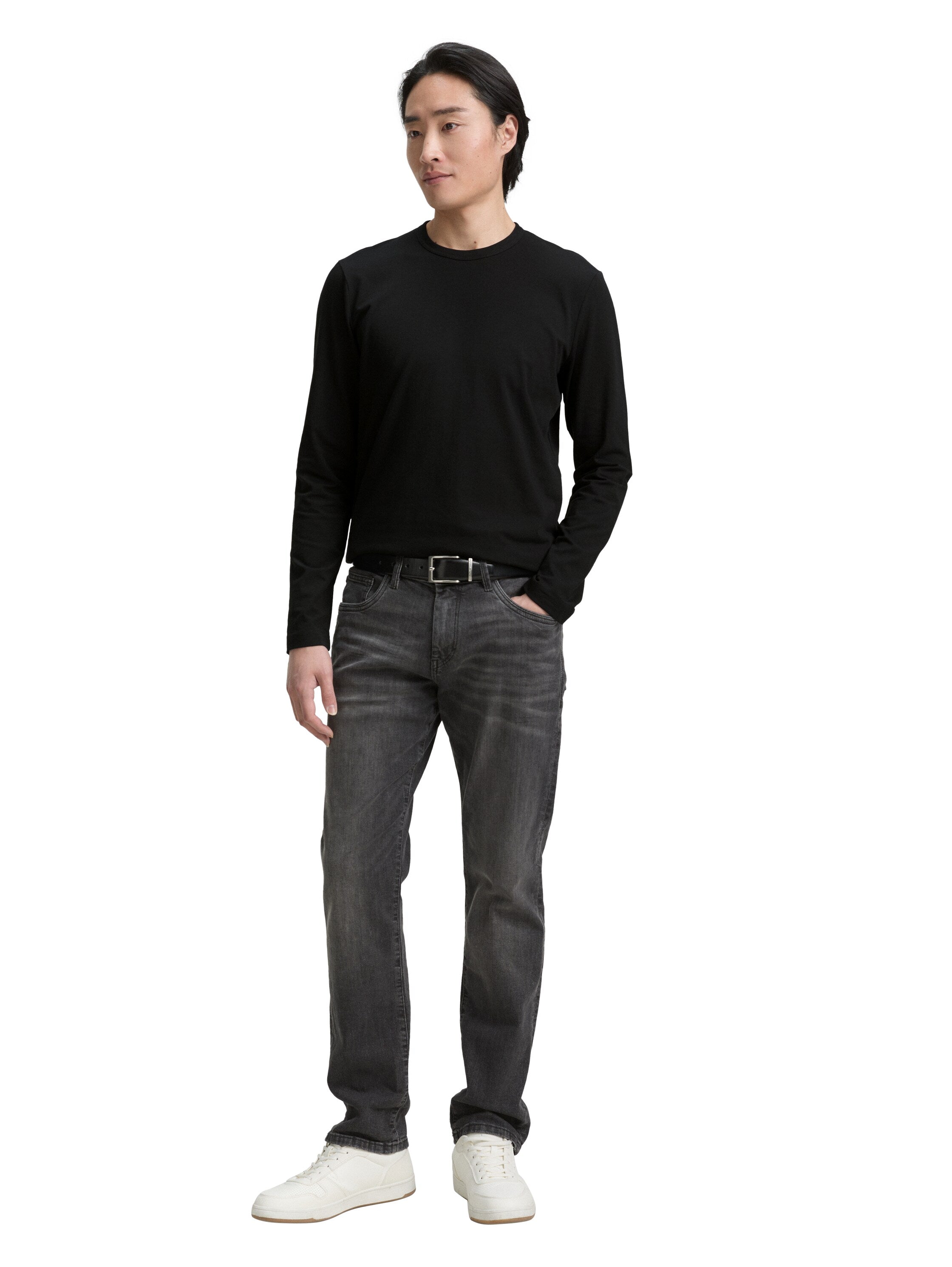 Tom Tailor Slim Fit Long Sleeve Black T-Shirt with Stretch