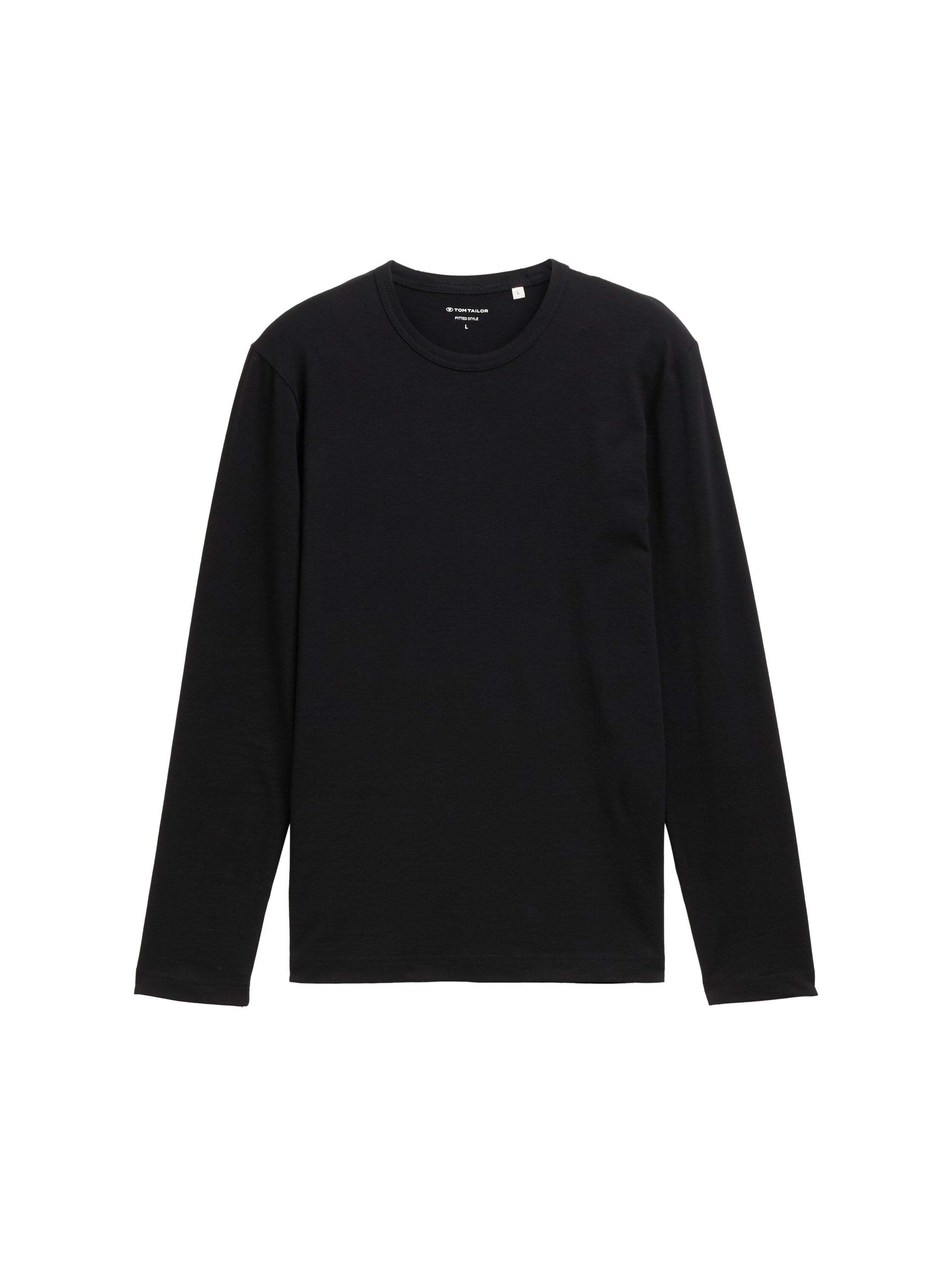 Tom Tailor Slim Fit Long Sleeve Black T-Shirt with Stretch