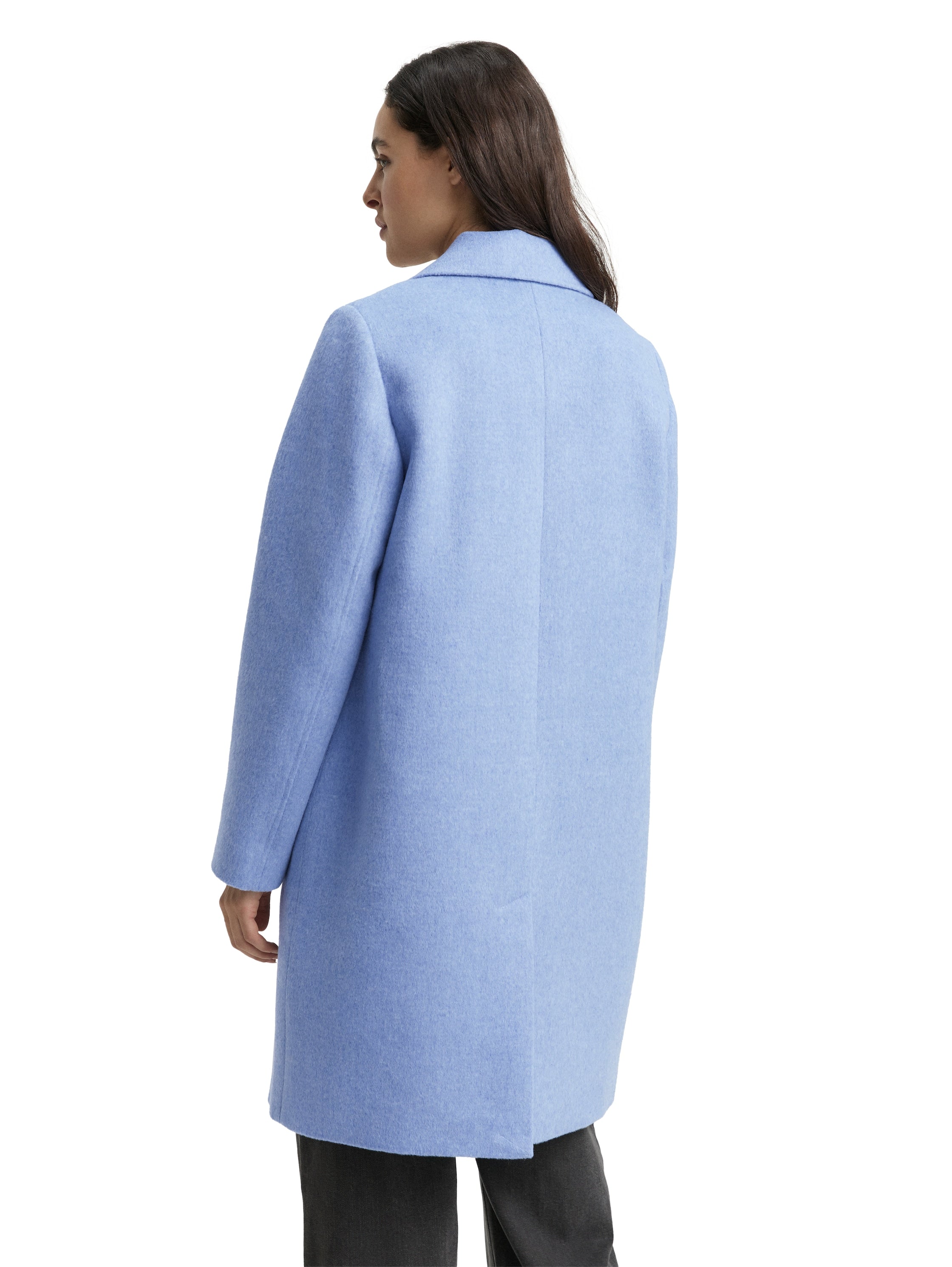 Tom Tailor Wool Blue Coat With Slit Pockets