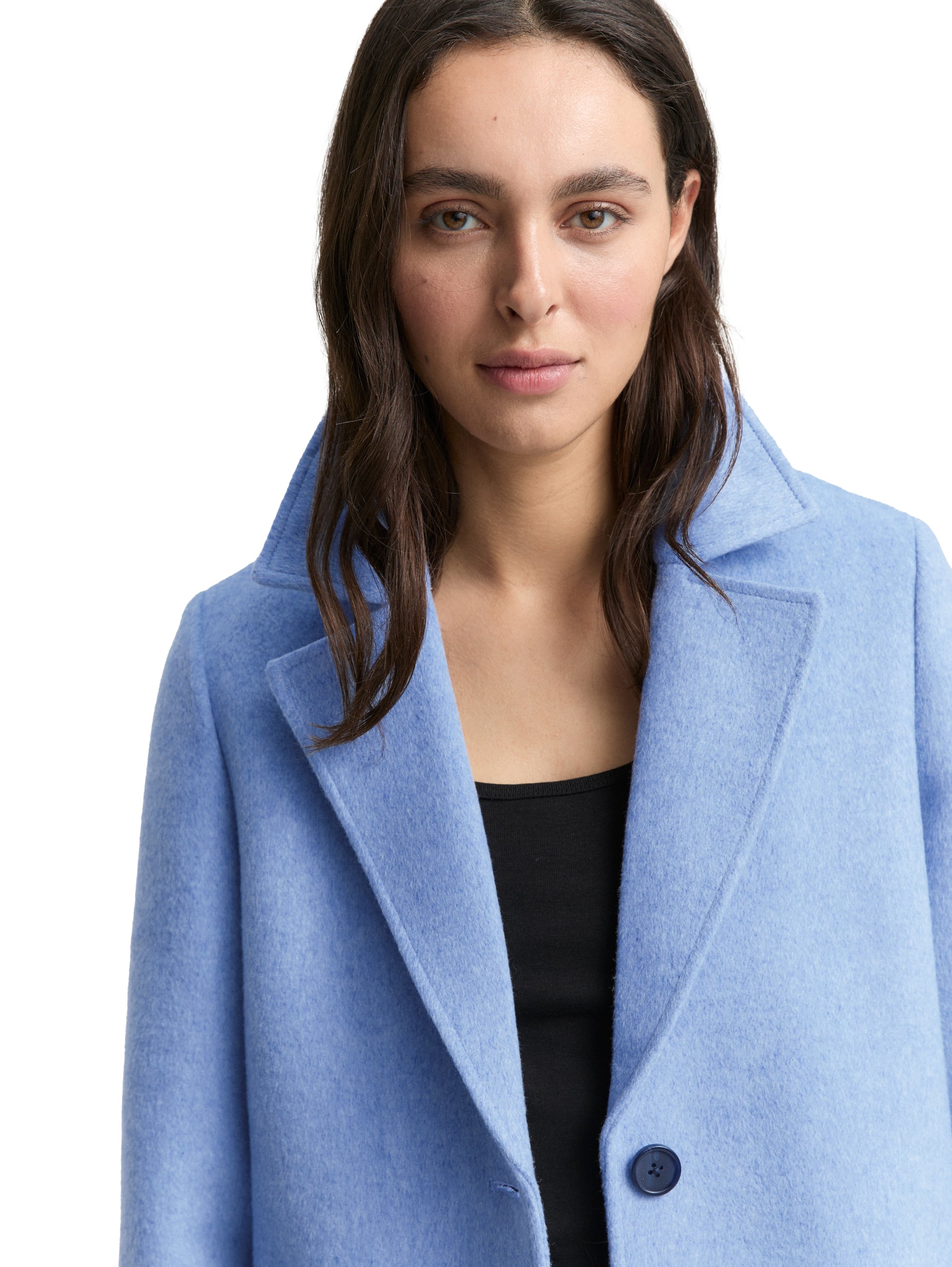 Tom Tailor Wool Blue Coat With Slit Pockets