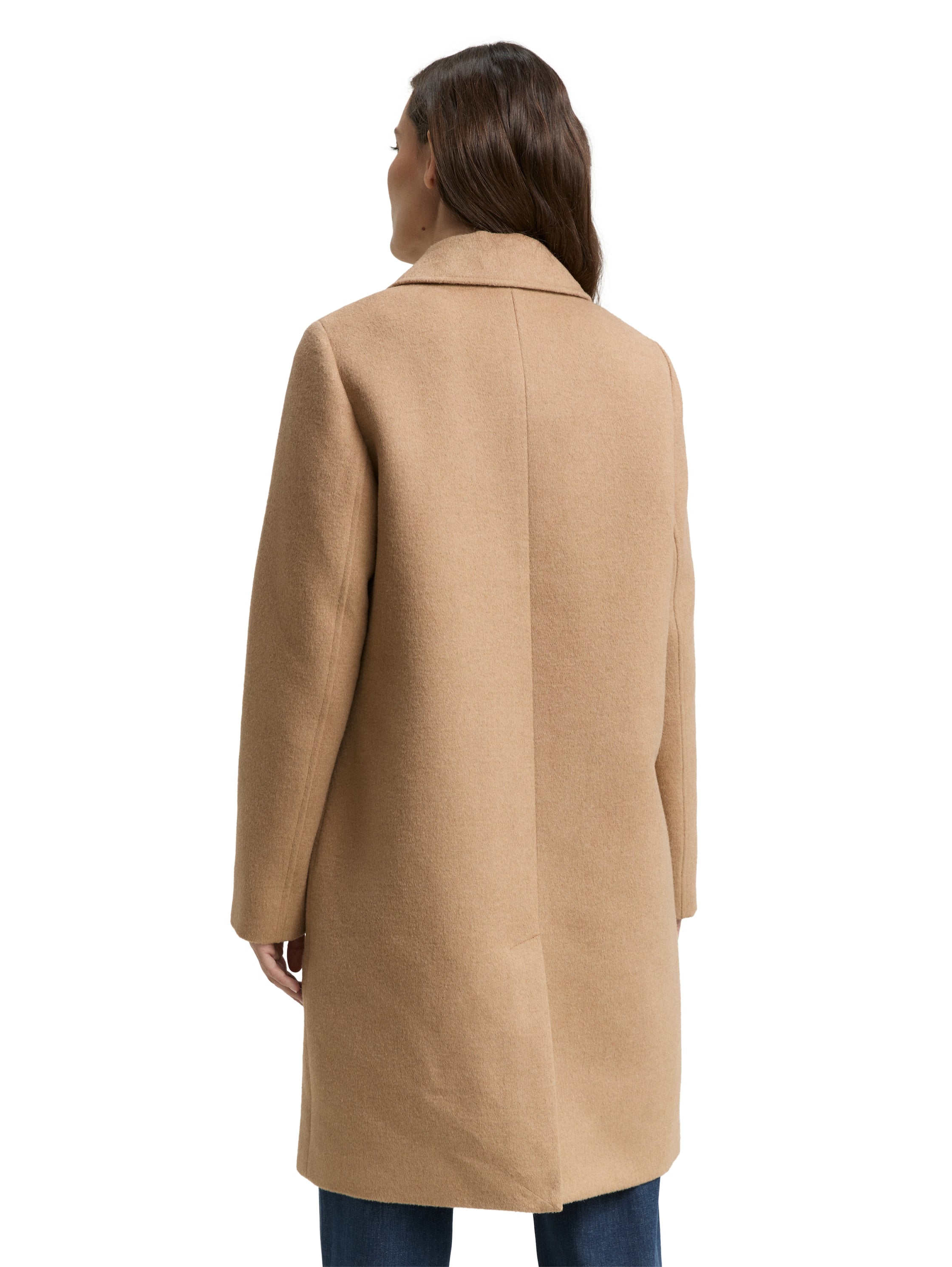 Tom Tailor Wool Beige Coat With Slit Pockets