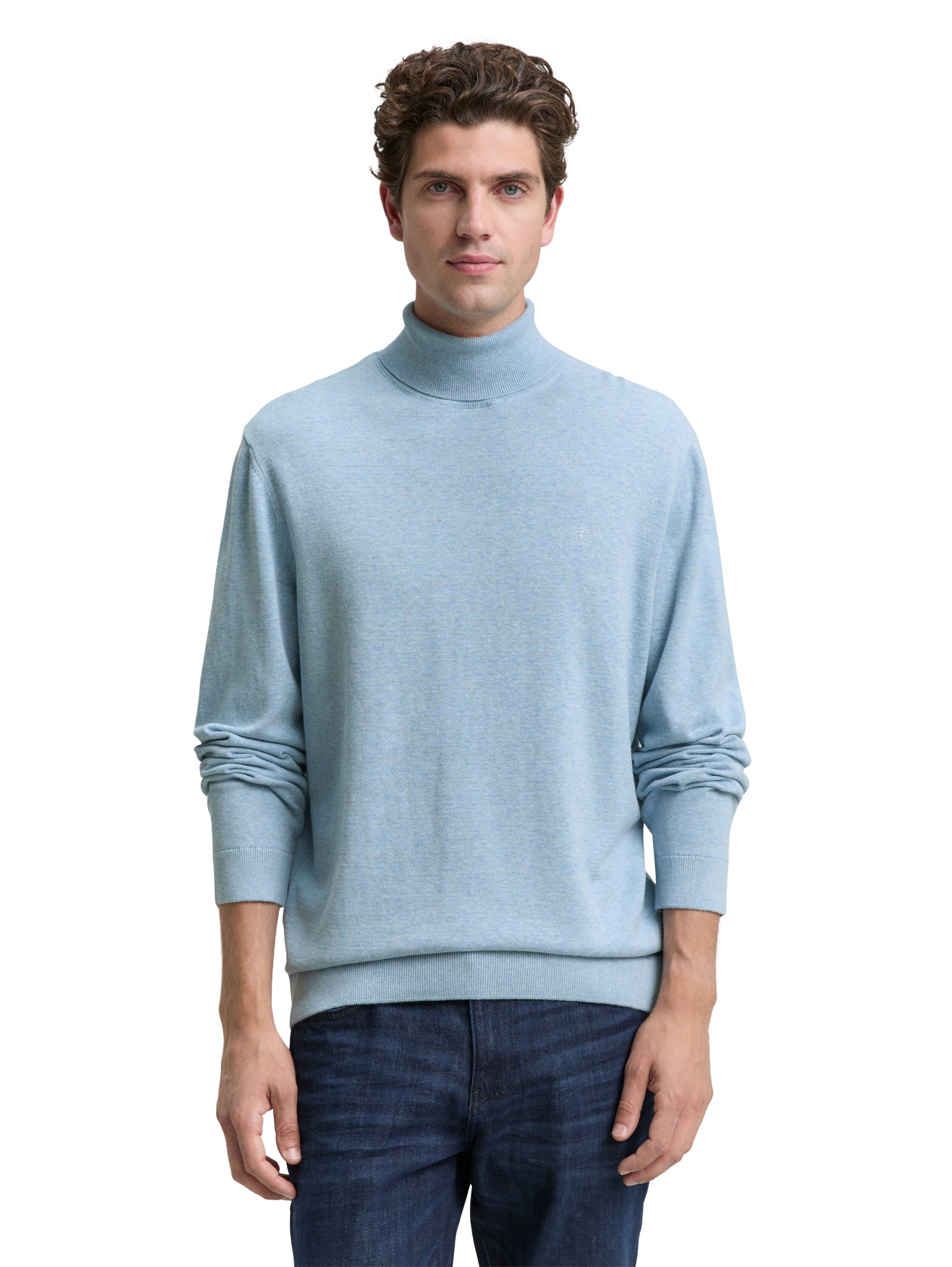 Tom Tailor Turtleneck Blue Cotton Pullover