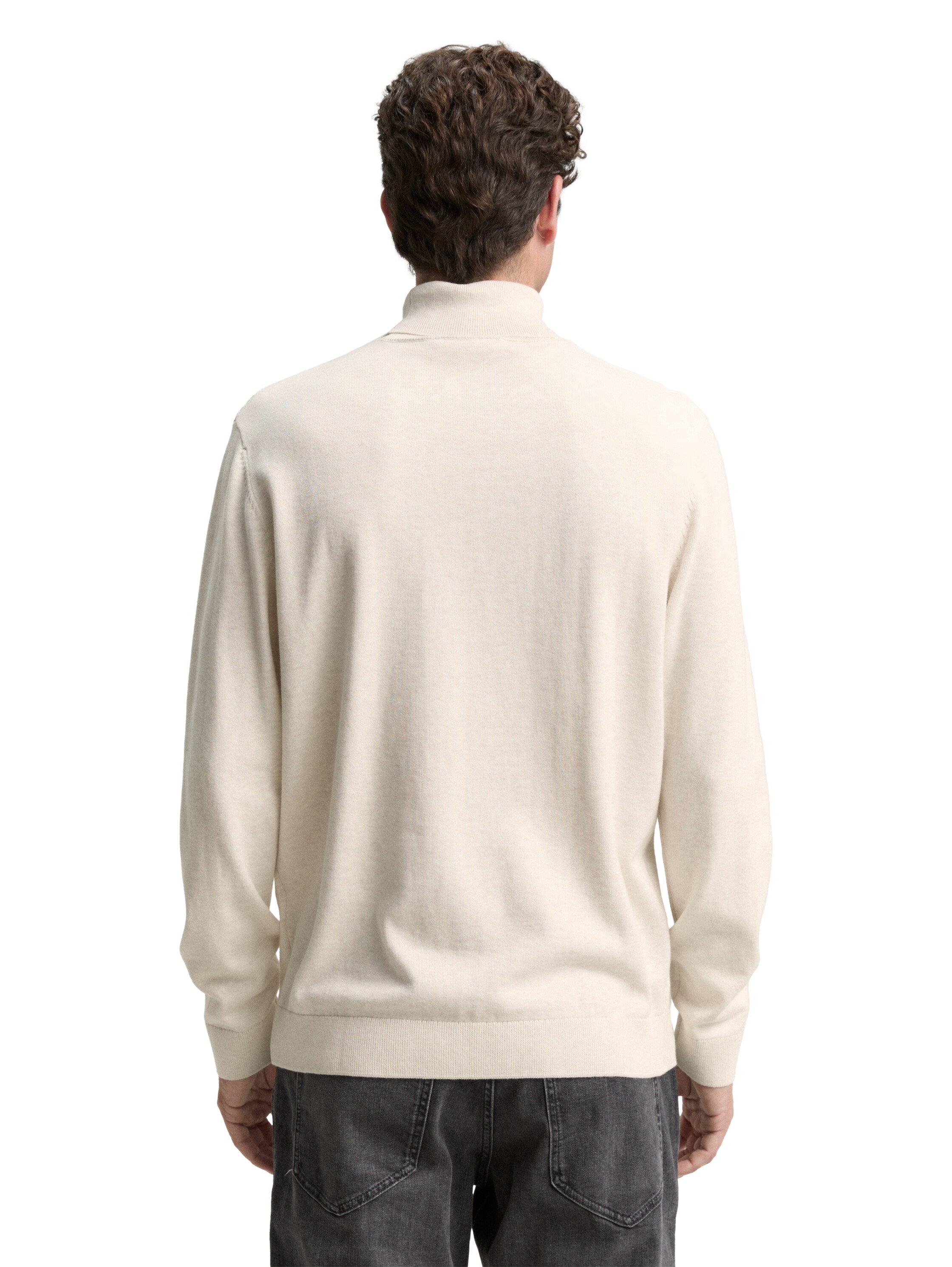Tom Tailor Turtleneck Offwhite Cotton Pullover
