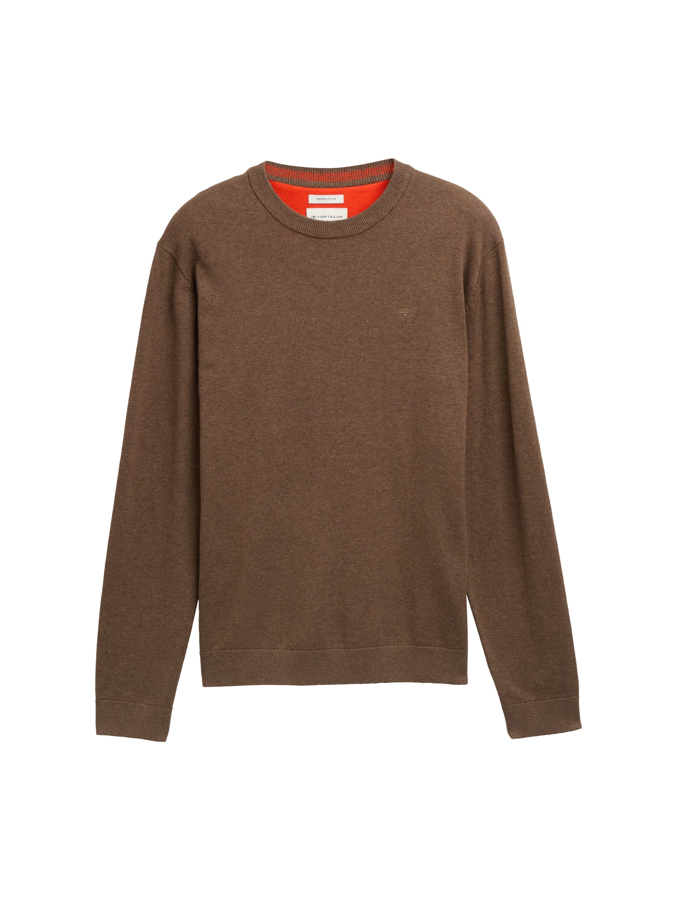 Tom Tailor Basic Knitted Brown Pullover Made of Cotton