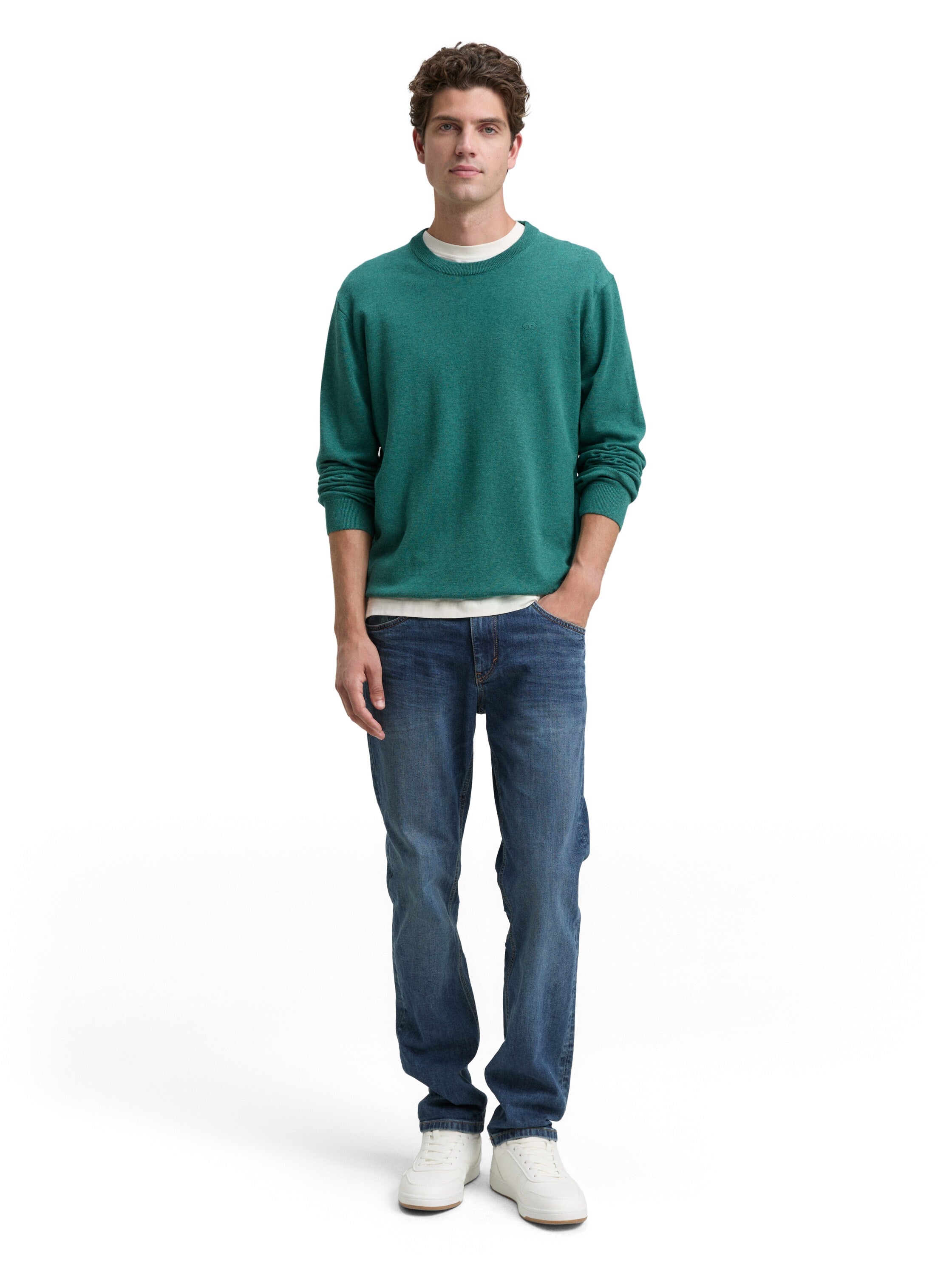 Tom Tailor Basic Knitted Green Pullover Made of Cotton
