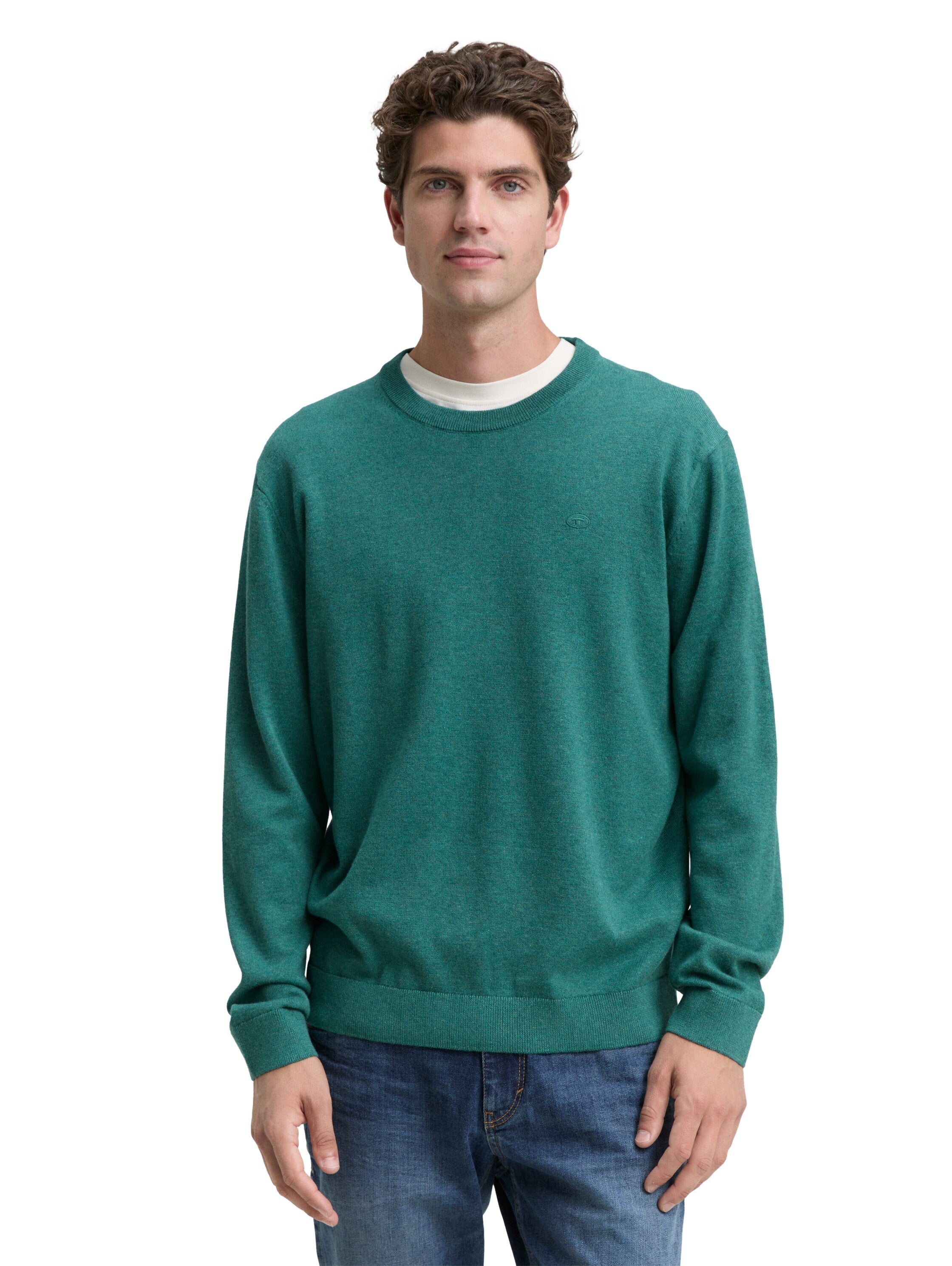 Tom Tailor Basic Knitted Green Pullover Made of Cotton