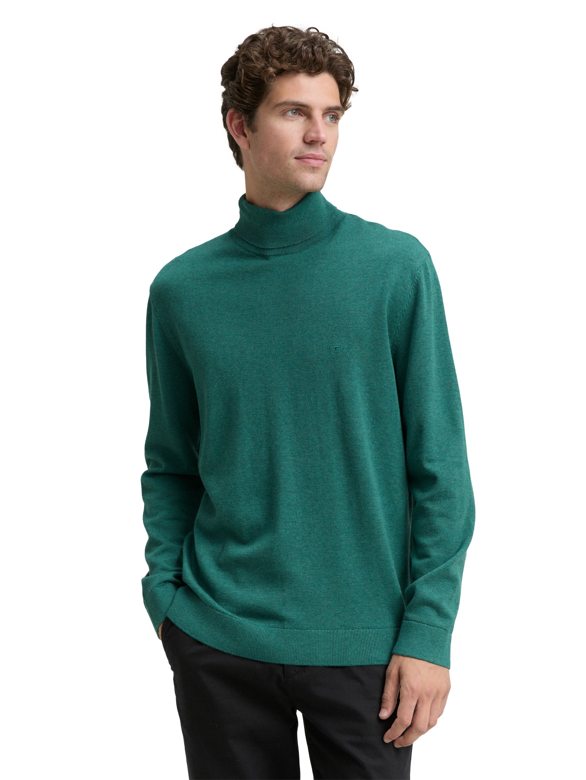 Tom Tailor Turtleneck Green Cotton Pullover