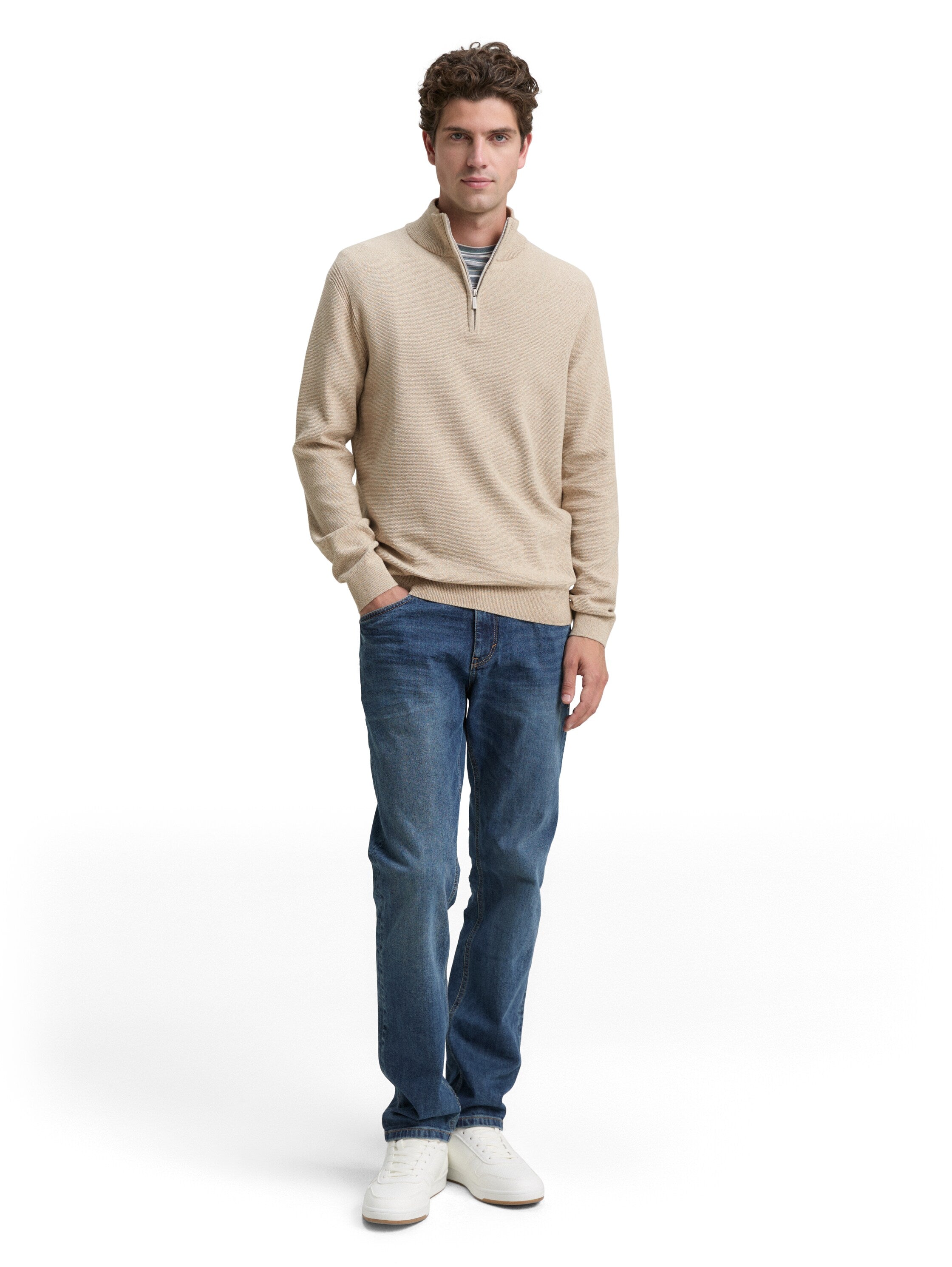 Tom Tailor Long Sleeve Knitwear With Half Zipper To Close