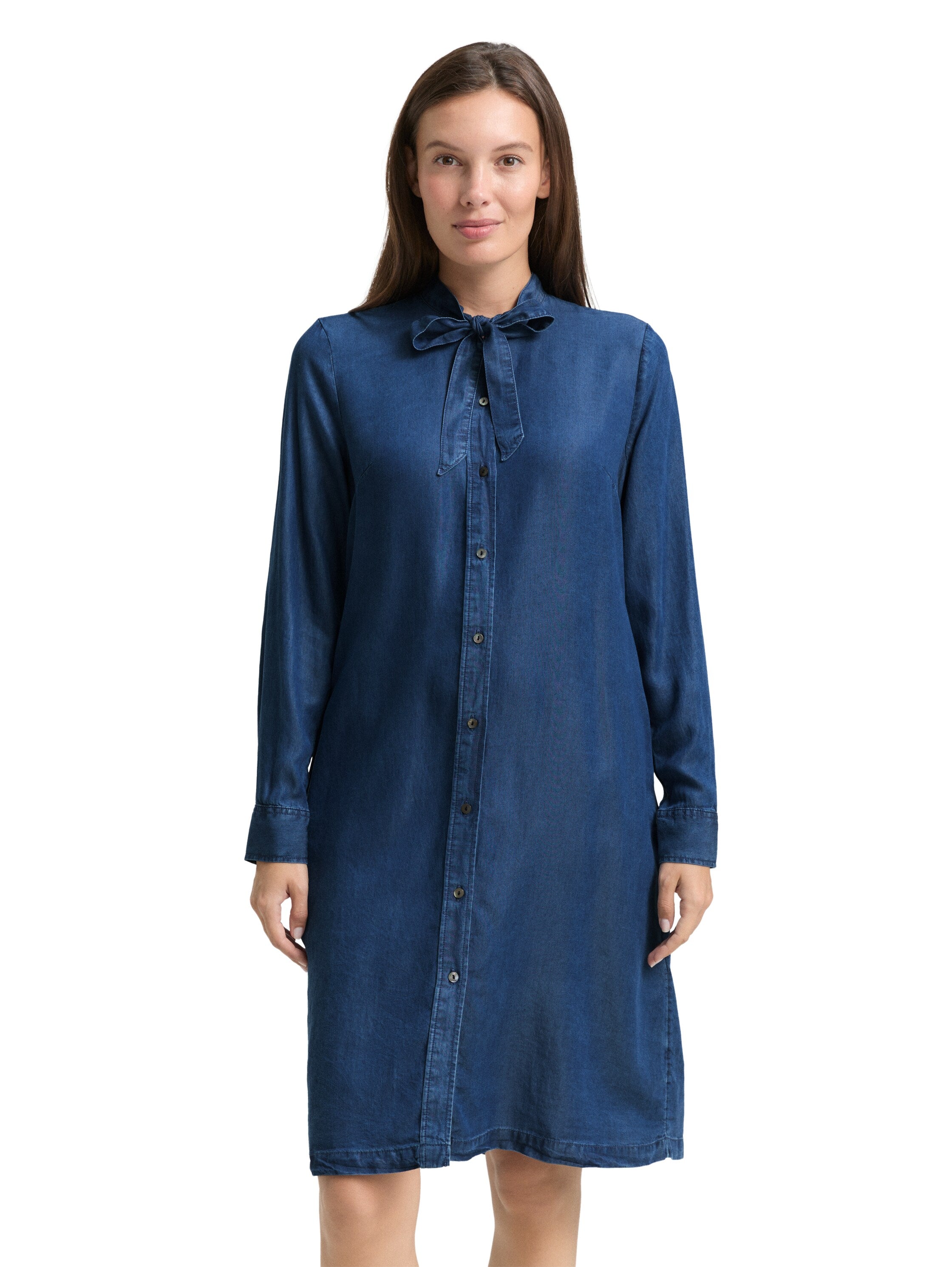 Tom Tailor Dark Blue Denim Dress With Bow Detail