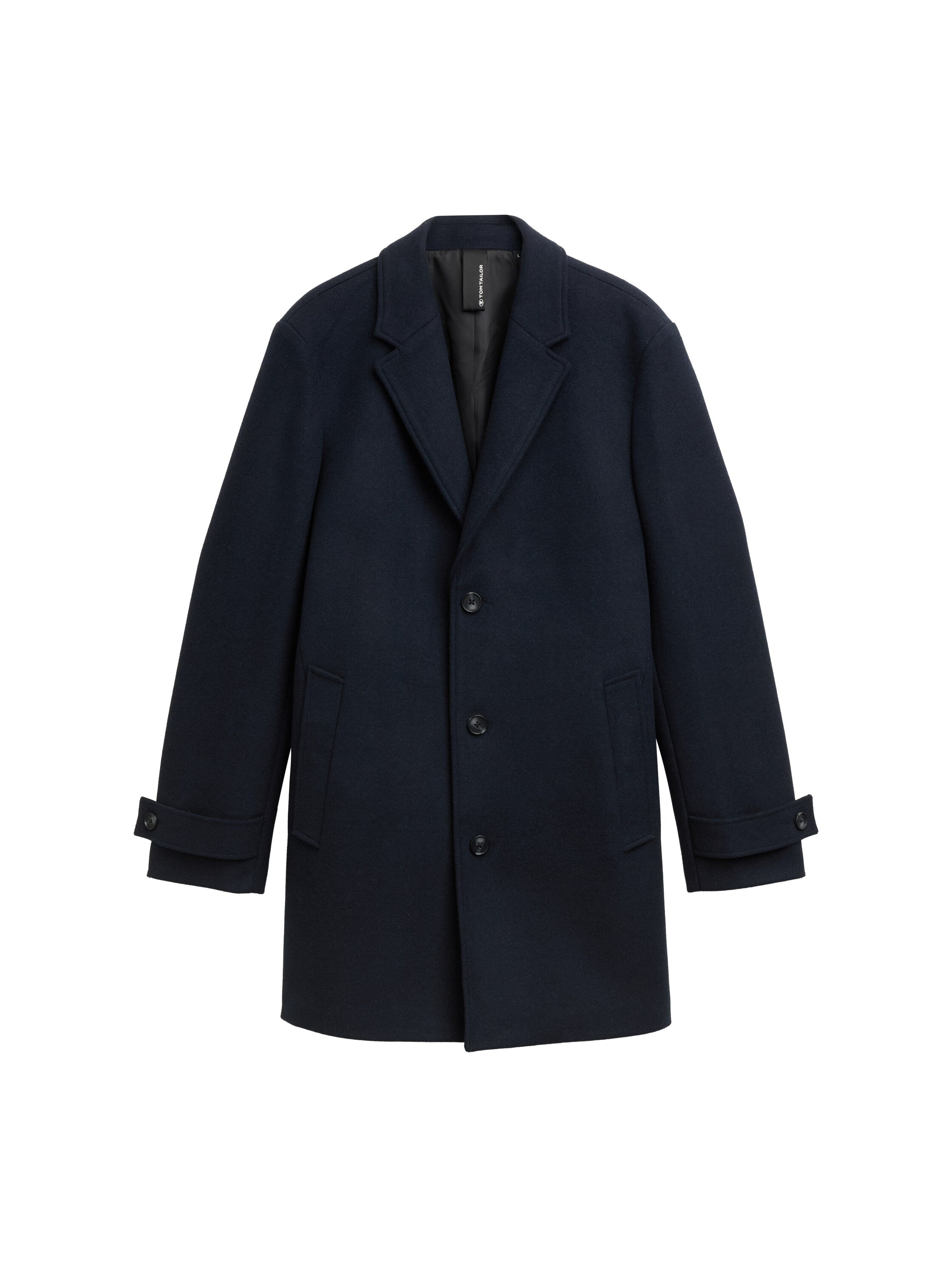Tom Tailor Wool Navy Coat With Lapel Collar