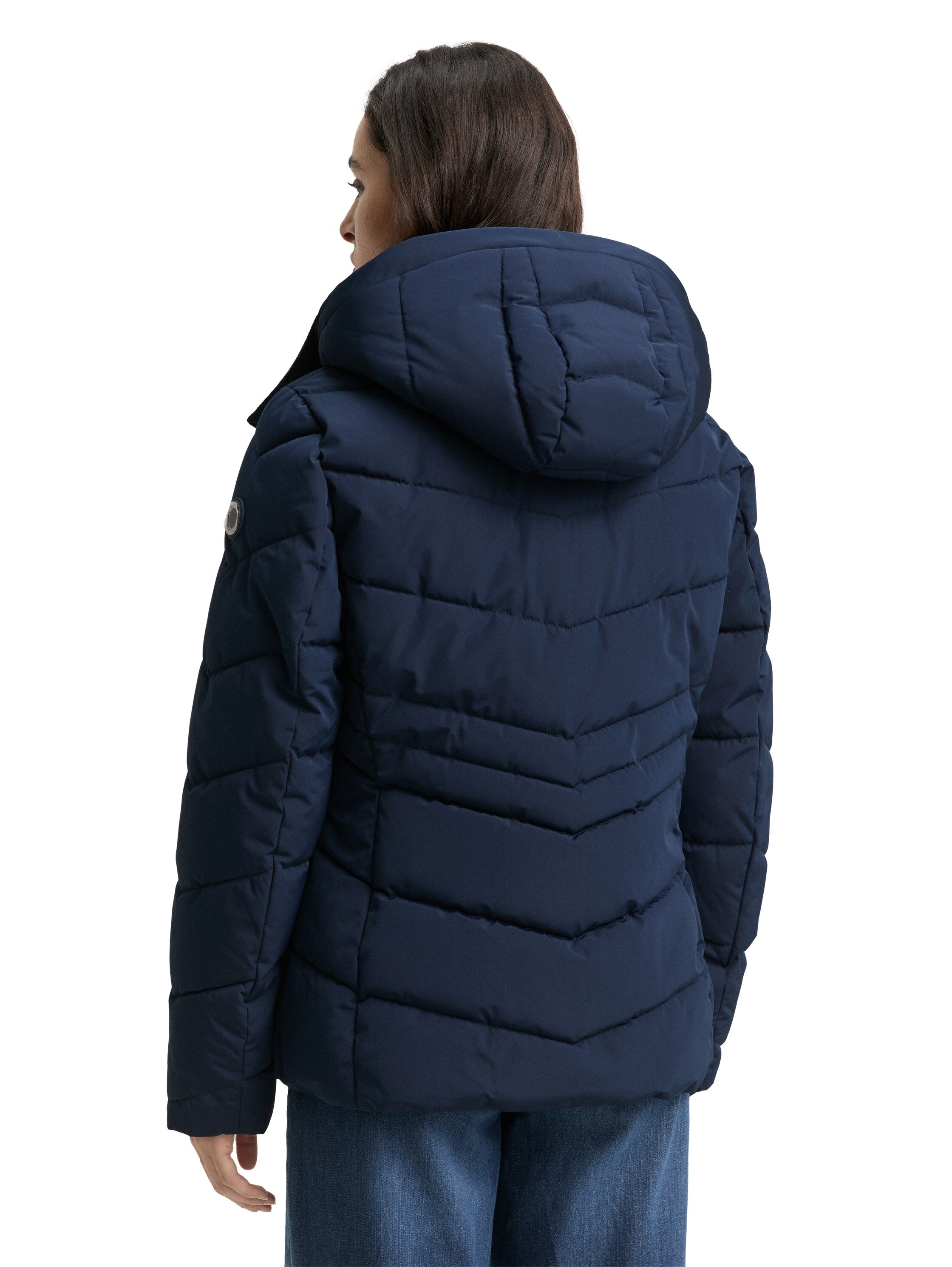 Tom Tailor Puffer Navy Jacket With Detachable Hood