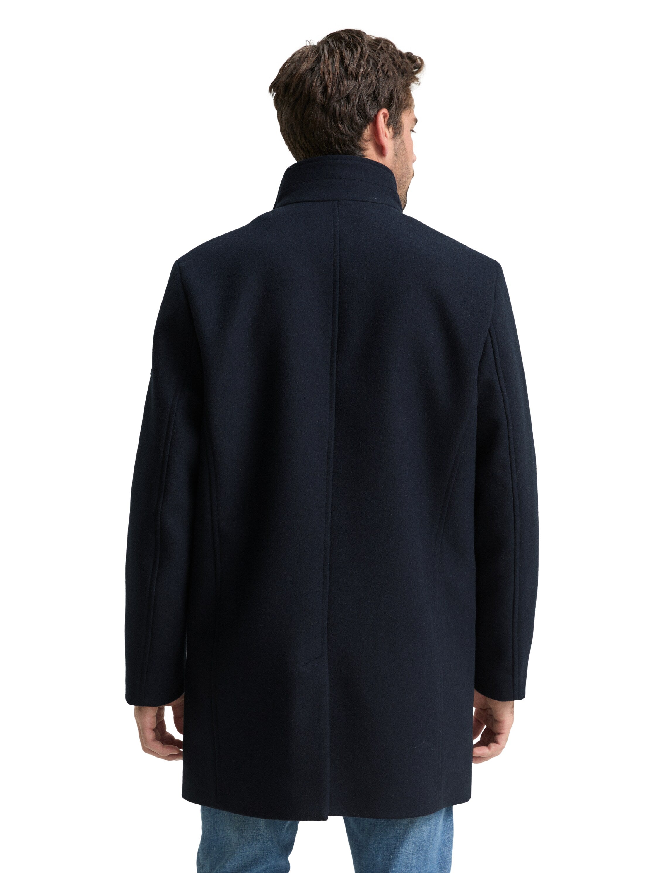 Tom Tailor 2-in-1 Woollen Navy Coat with Detachable Inner Jacket