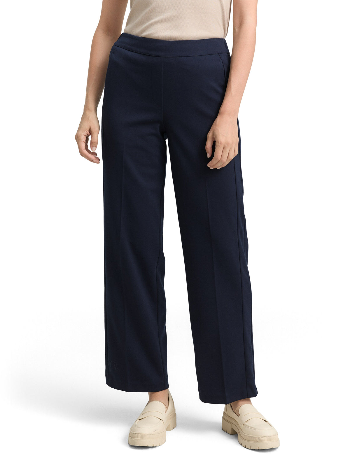 Tom Tailor Sky Captain Blue Straight Fit Pant with Elasticated Waistband