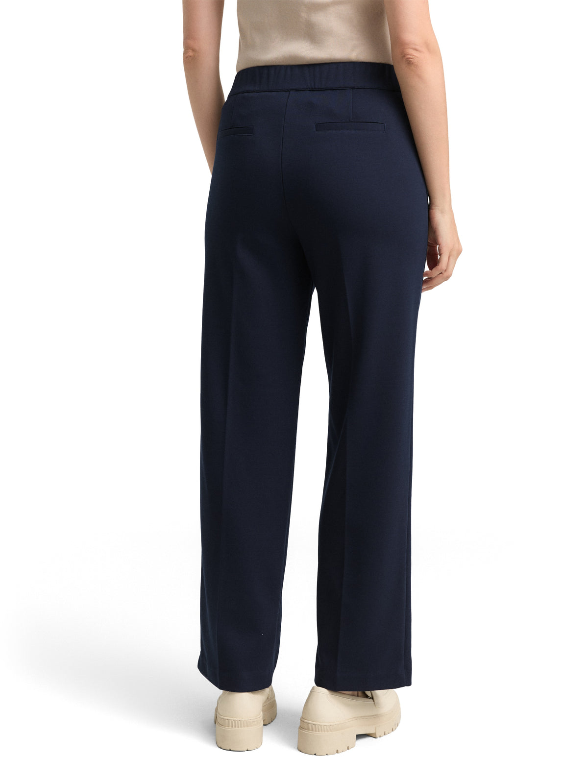 Tom Tailor Sky Captain Blue Straight Fit Pant with Elasticated Waistband