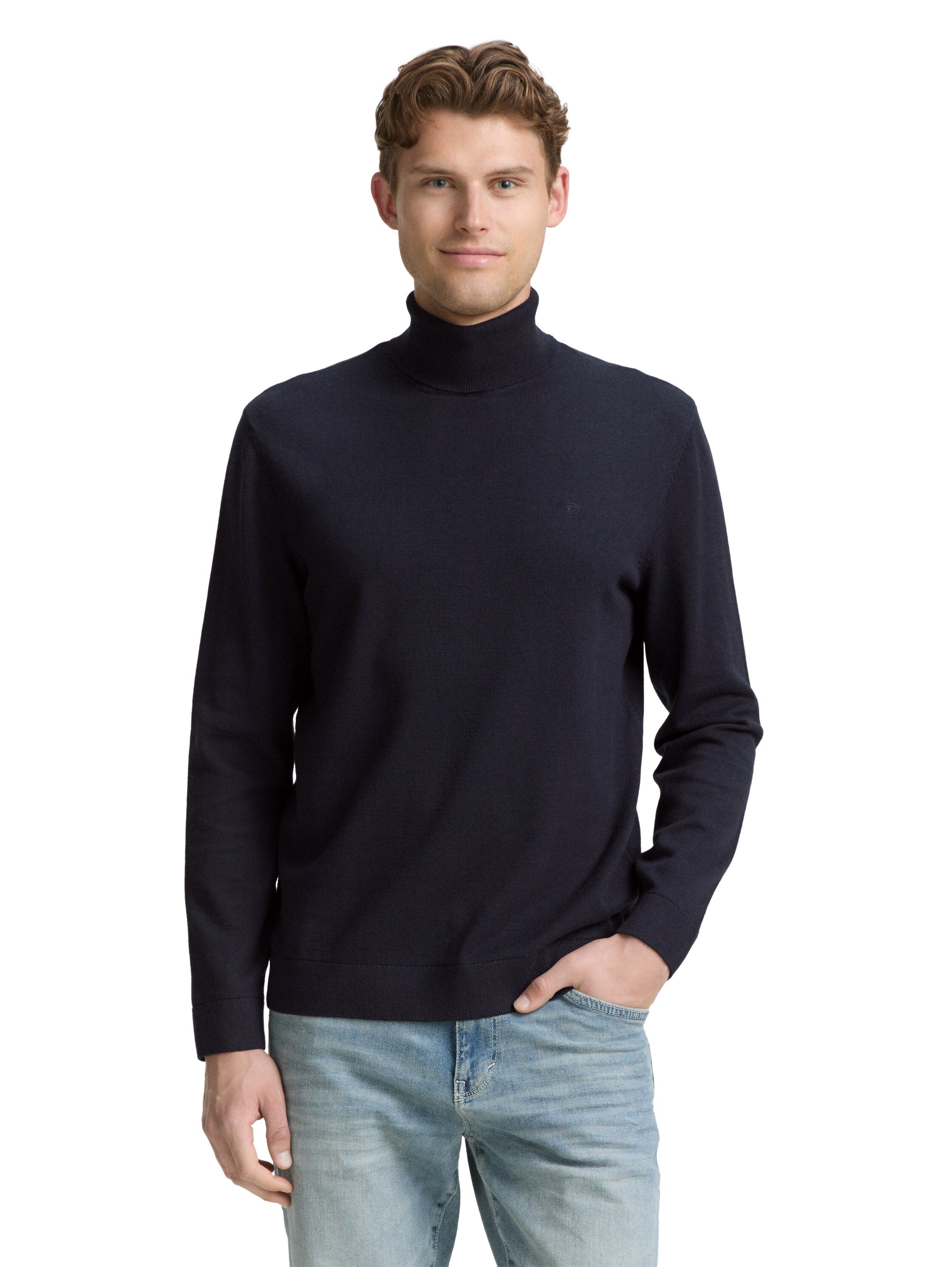 Tom Tailor Turtleneck Navy Cotton Pullover