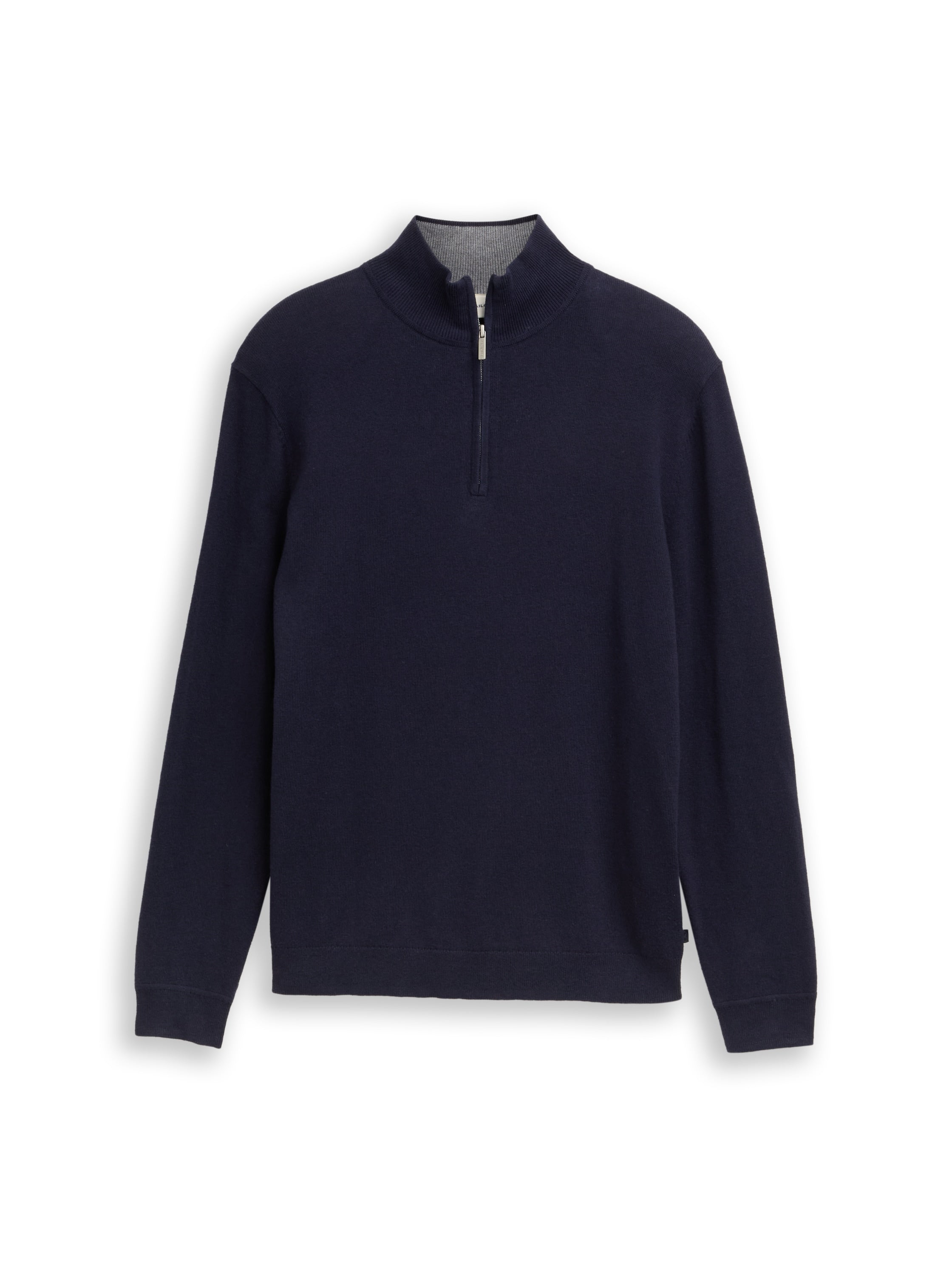 Tom Tailor Knit Navy Pullover With Half Zipper To Close