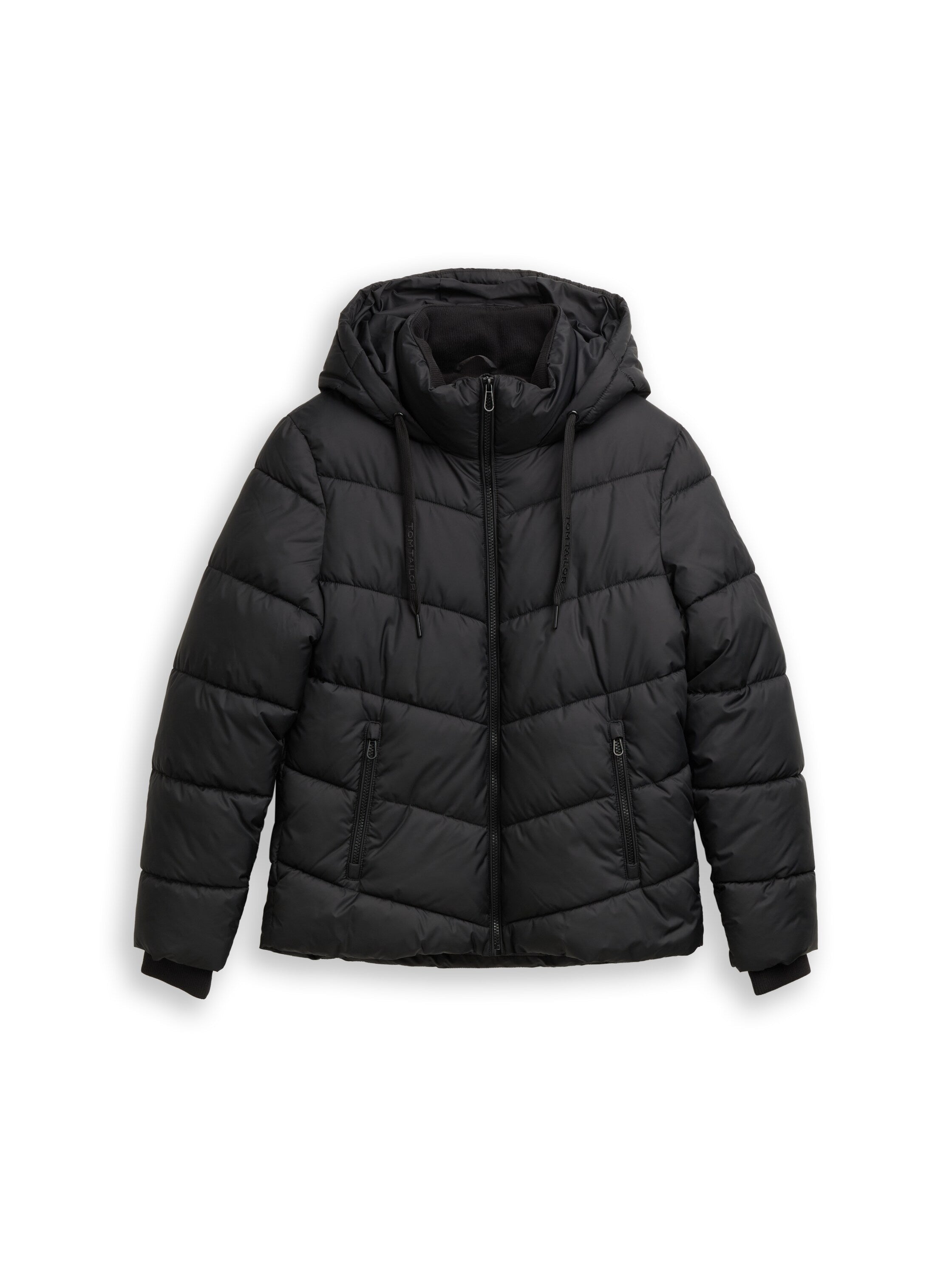 Tom Tailor Puffer Padded Black Jacket With Zipper To Close