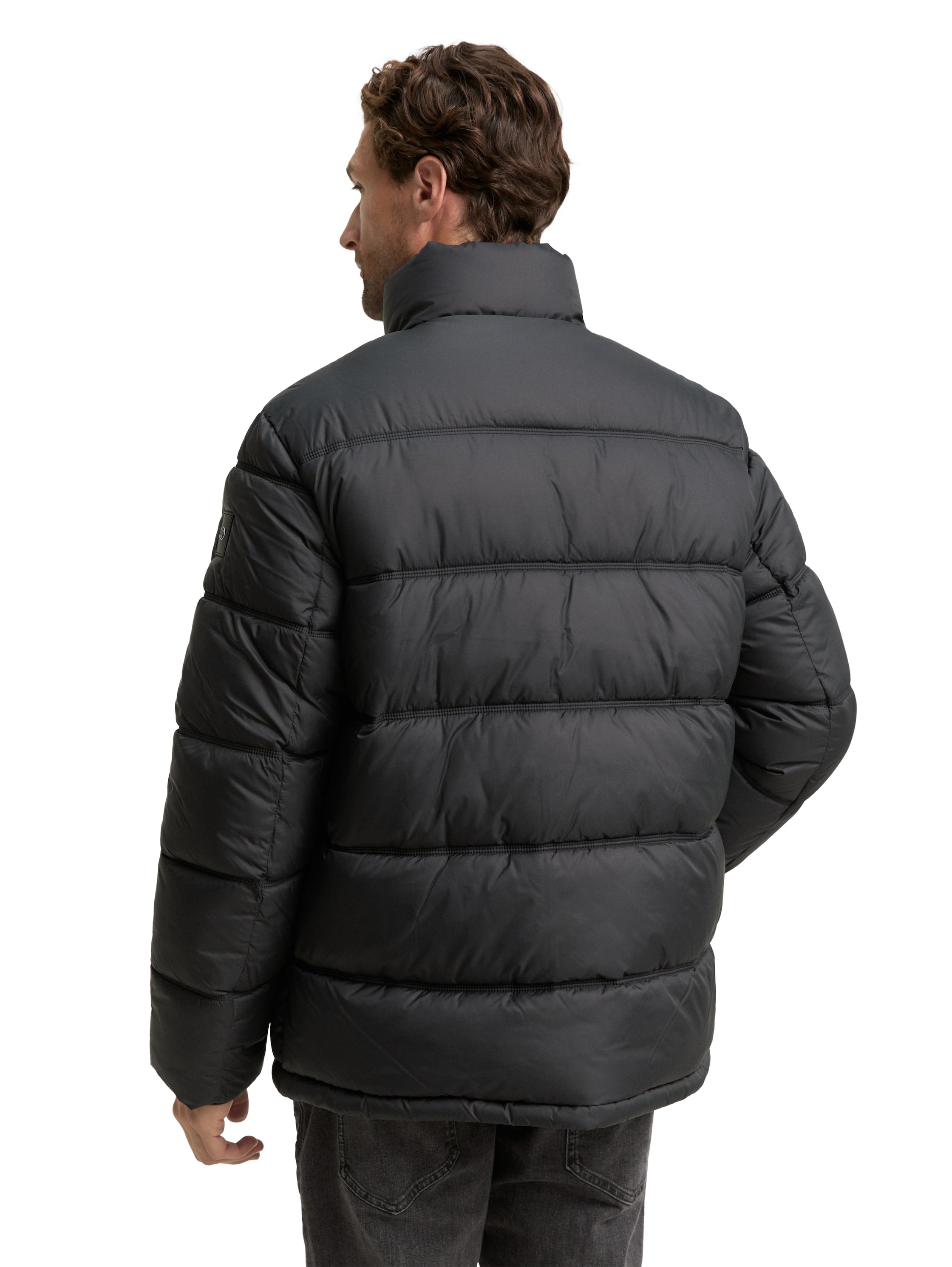 Tom Tailor Puffer Black Jacket Made From Water-Repellent Material