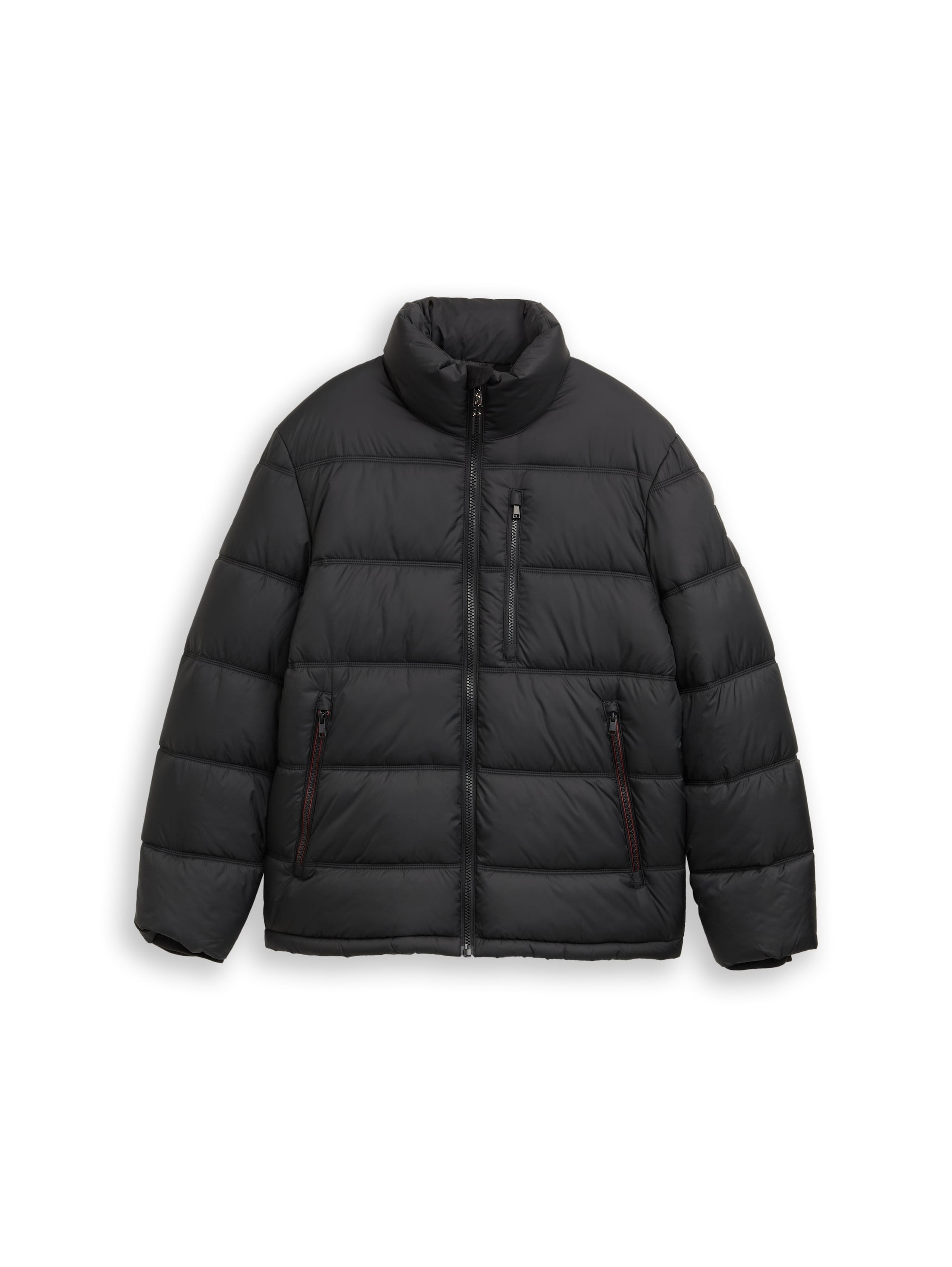 Tom Tailor Puffer Black Jacket Made From Water-Repellent Material