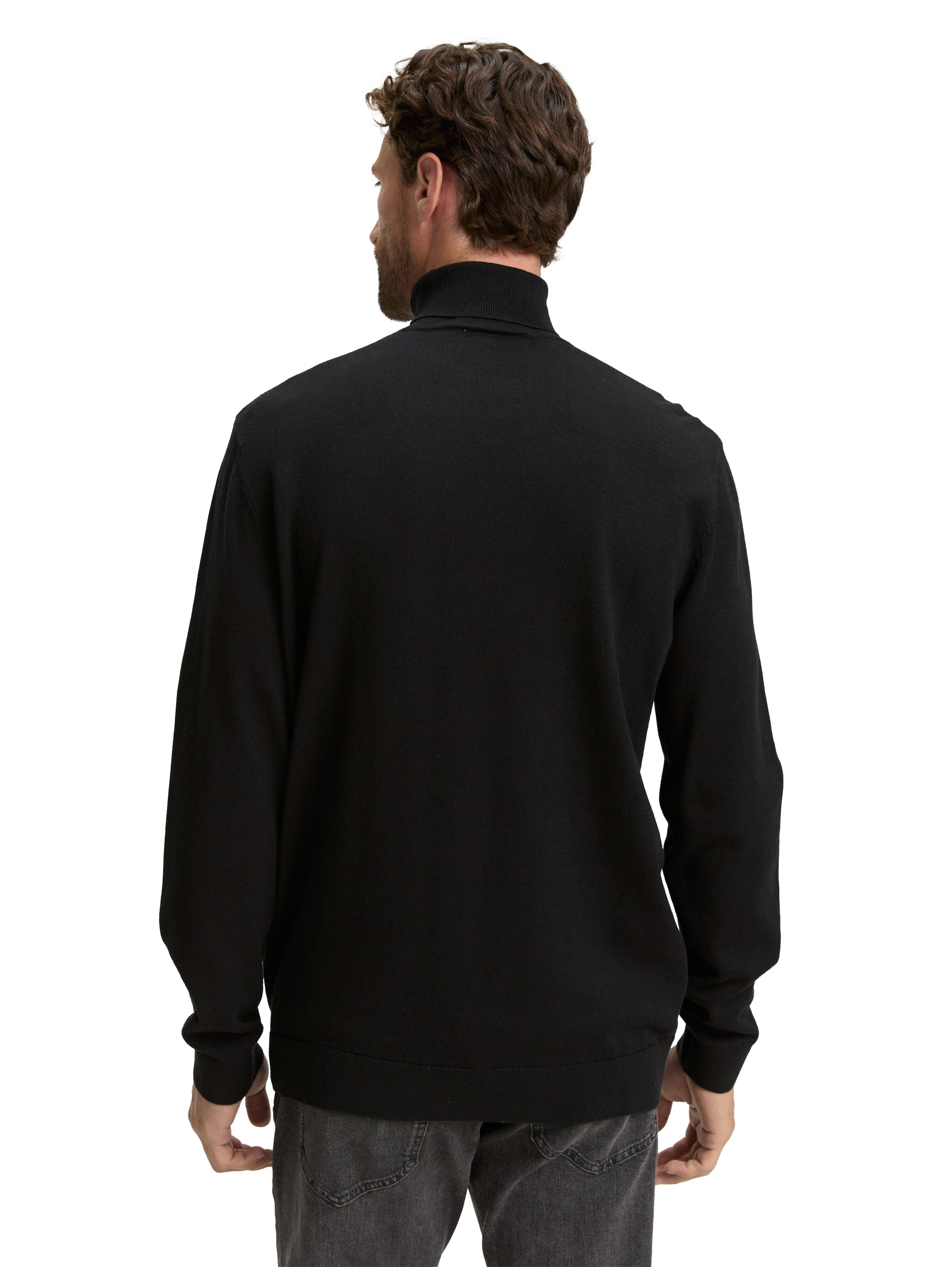 Tom Tailor Turtleneck Black Cotton Pullover