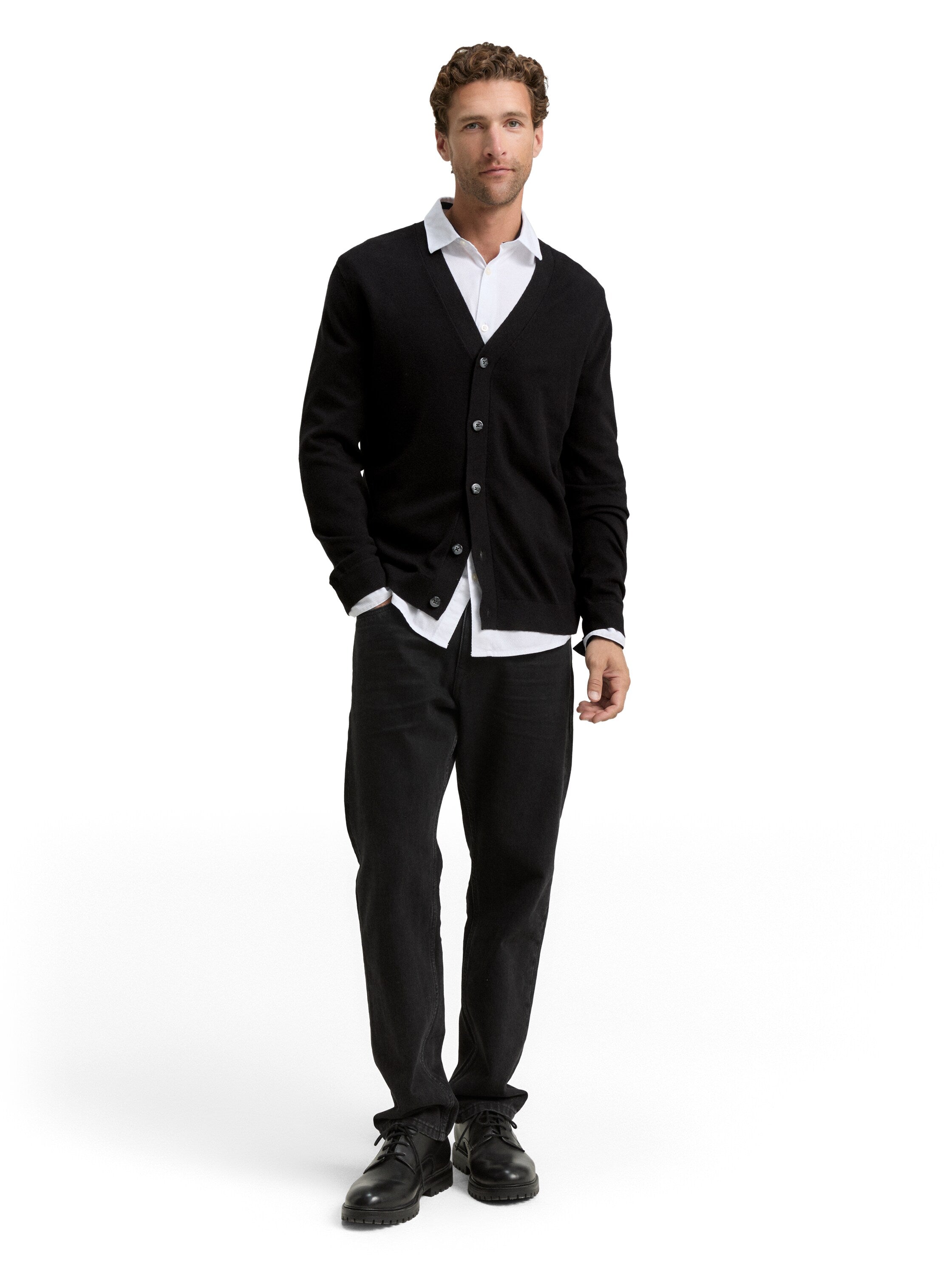 Tom Tailor Knitted Black Cardigan With Cashmer Blend