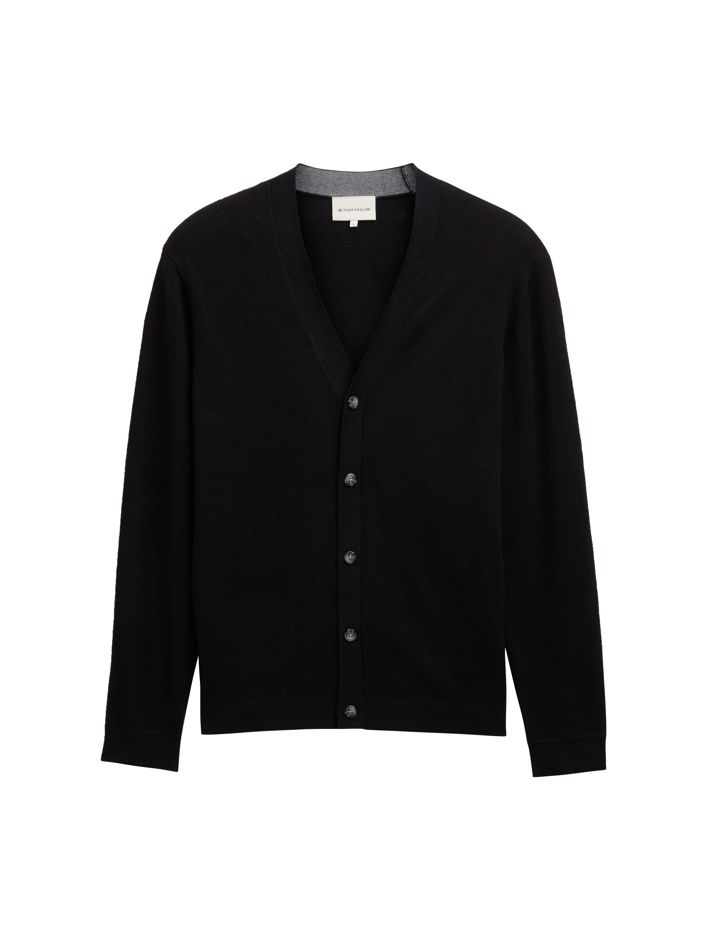 Tom Tailor Knitted Black Cardigan With Cashmer Blend
