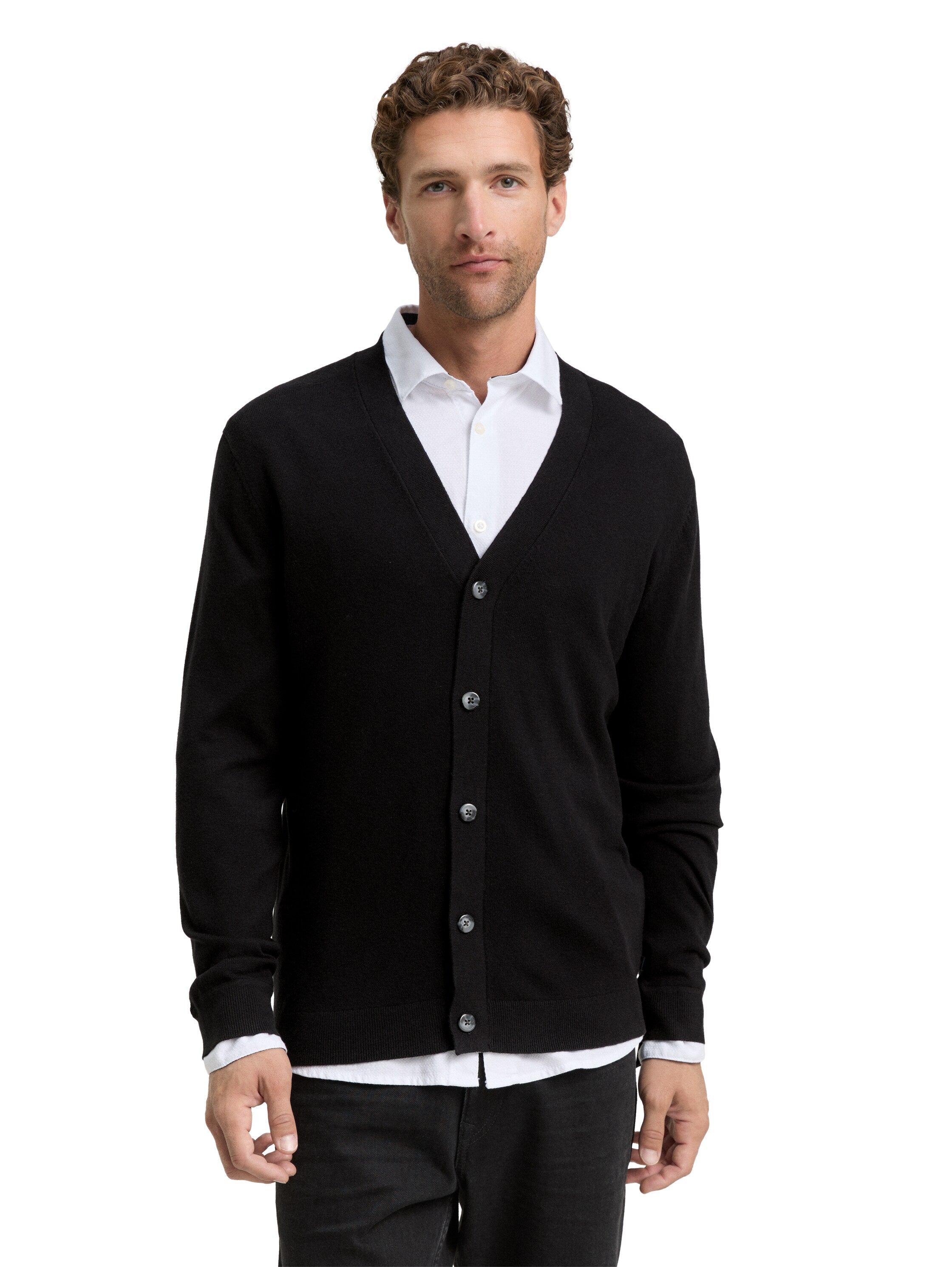 Tom Tailor Knitted Black Cardigan With Cashmer Blend