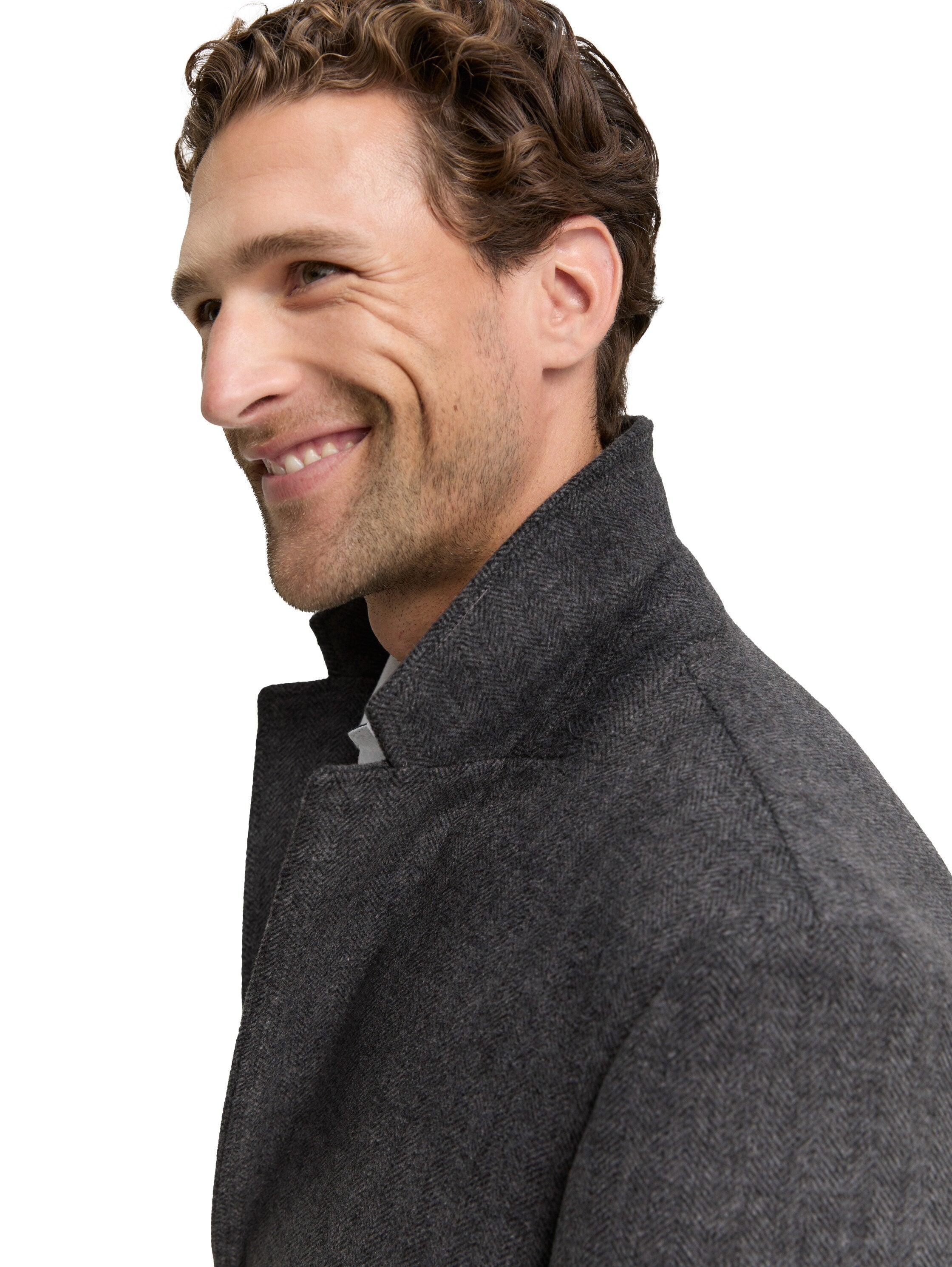 Tom Tailor Wool Grey Coat With Lapel Collar