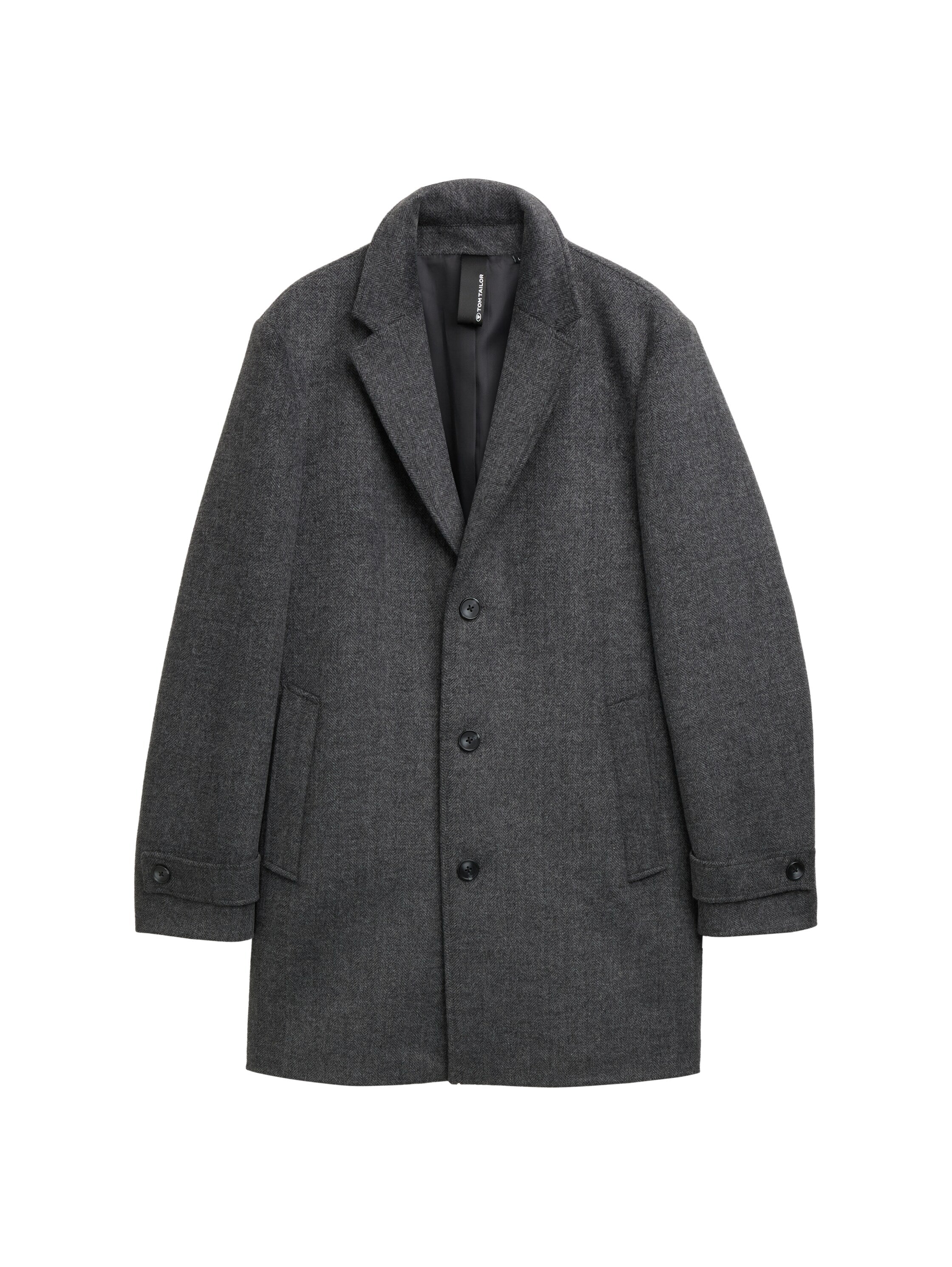Tom Tailor Wool Grey Coat With Lapel Collar