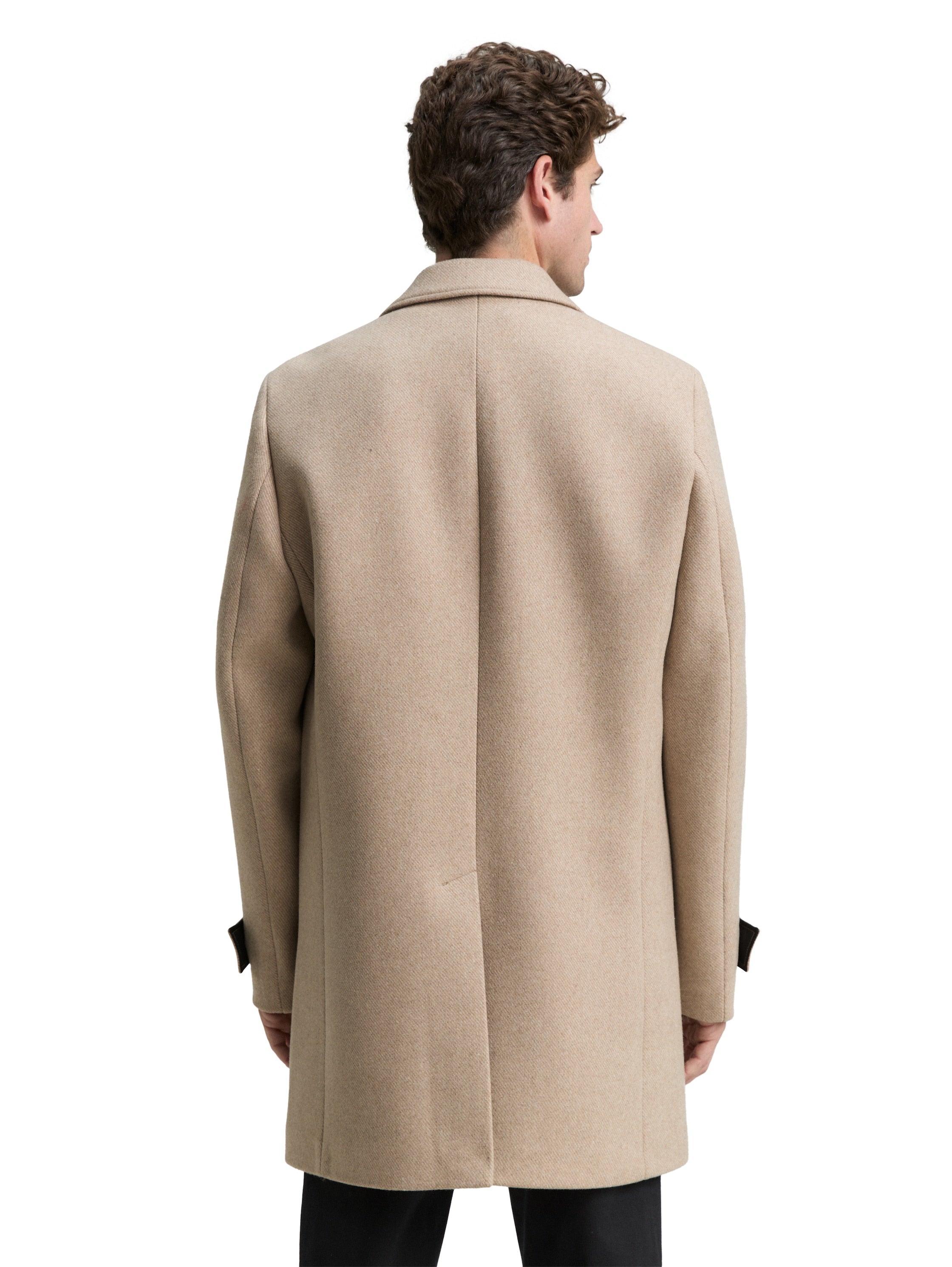 Tom Tailor Wool Beige Coat With Lapel Collar