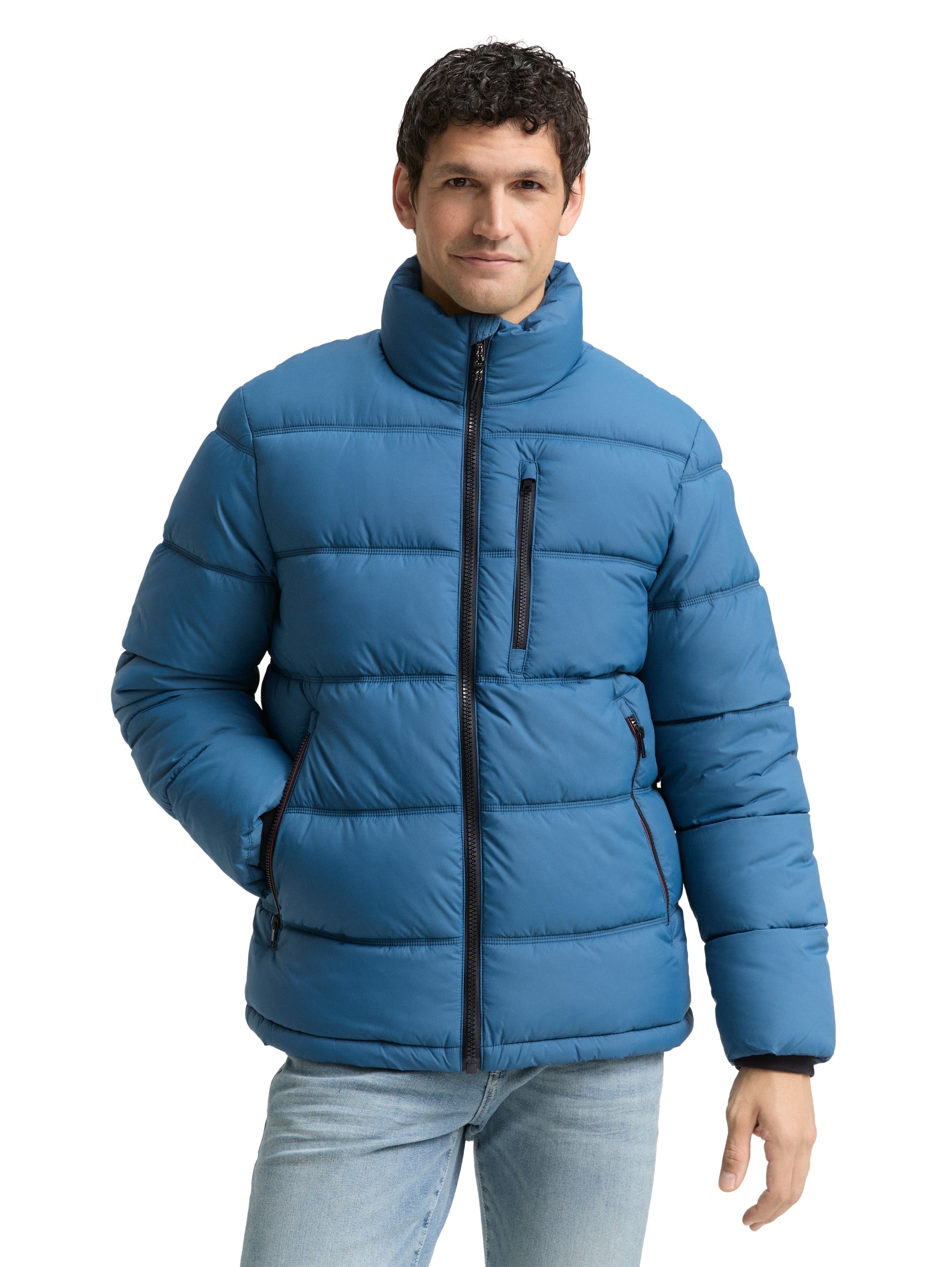 Tom Tailor Puffer Blue Jacket Made From Water-Repellent Material