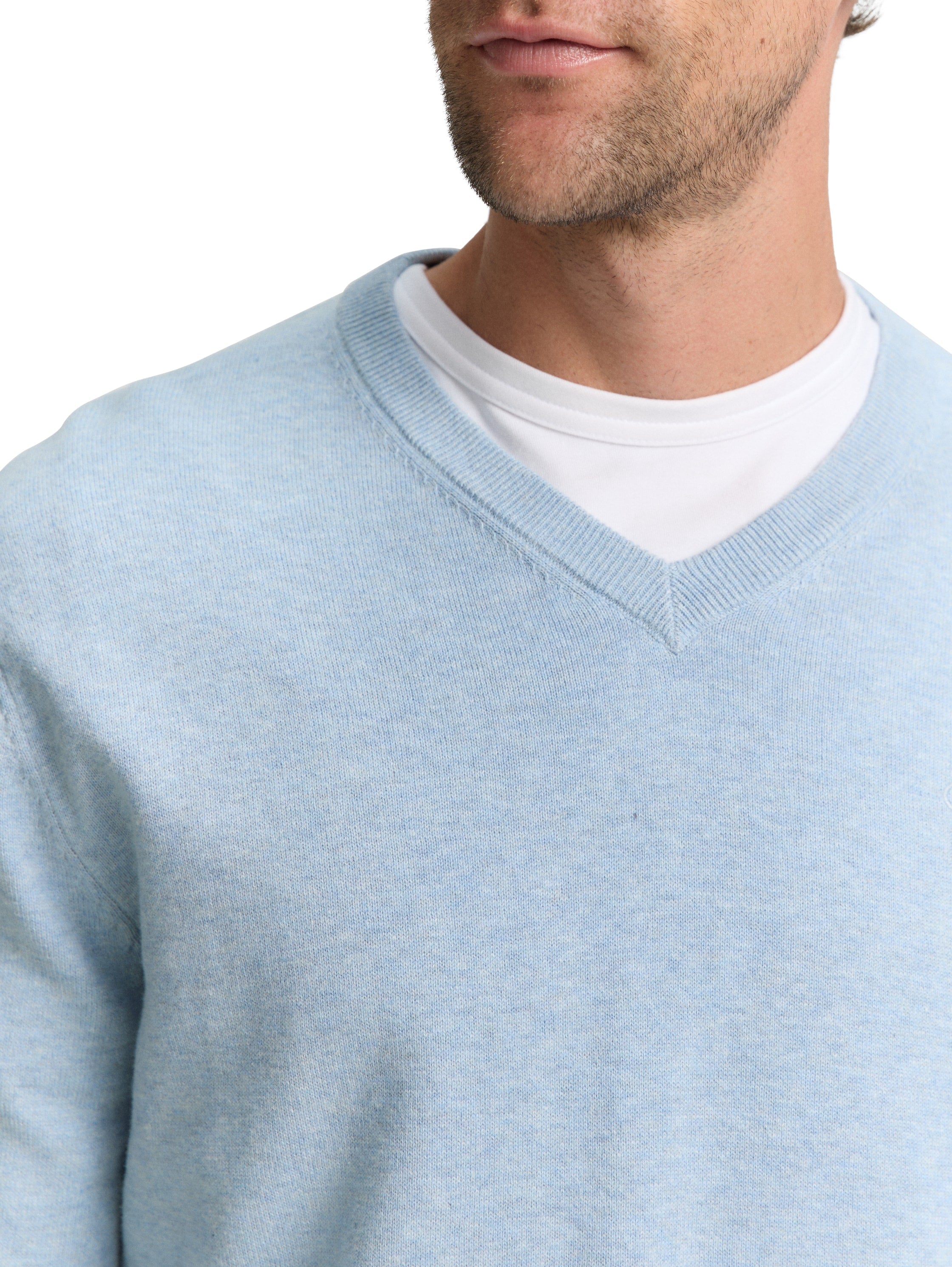 Tom Tailor Cotton V-Neck Knitted Blue Pullover