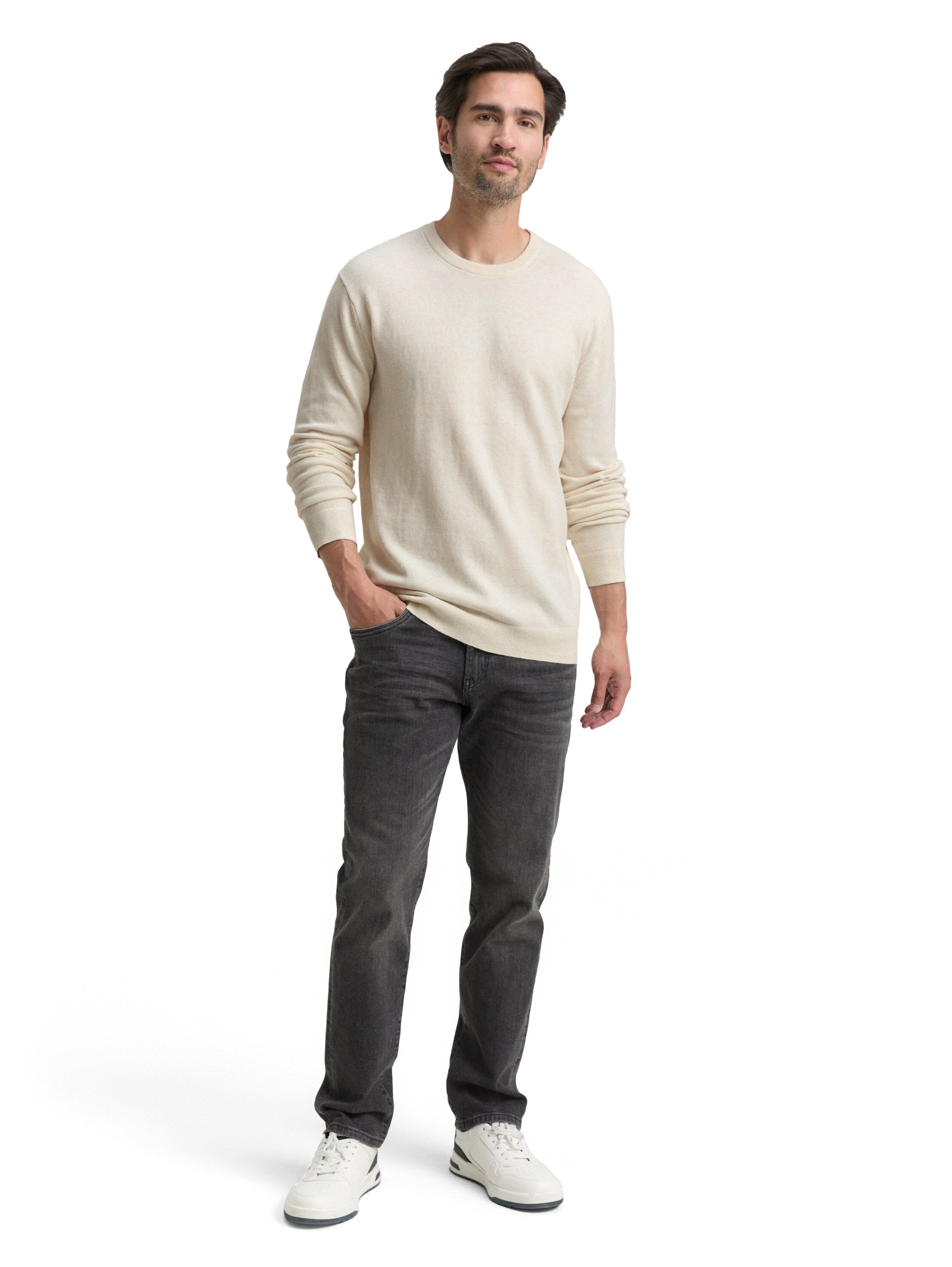 Tom Tailor Knitted with Cashmere Blend Butter Cream Pullover