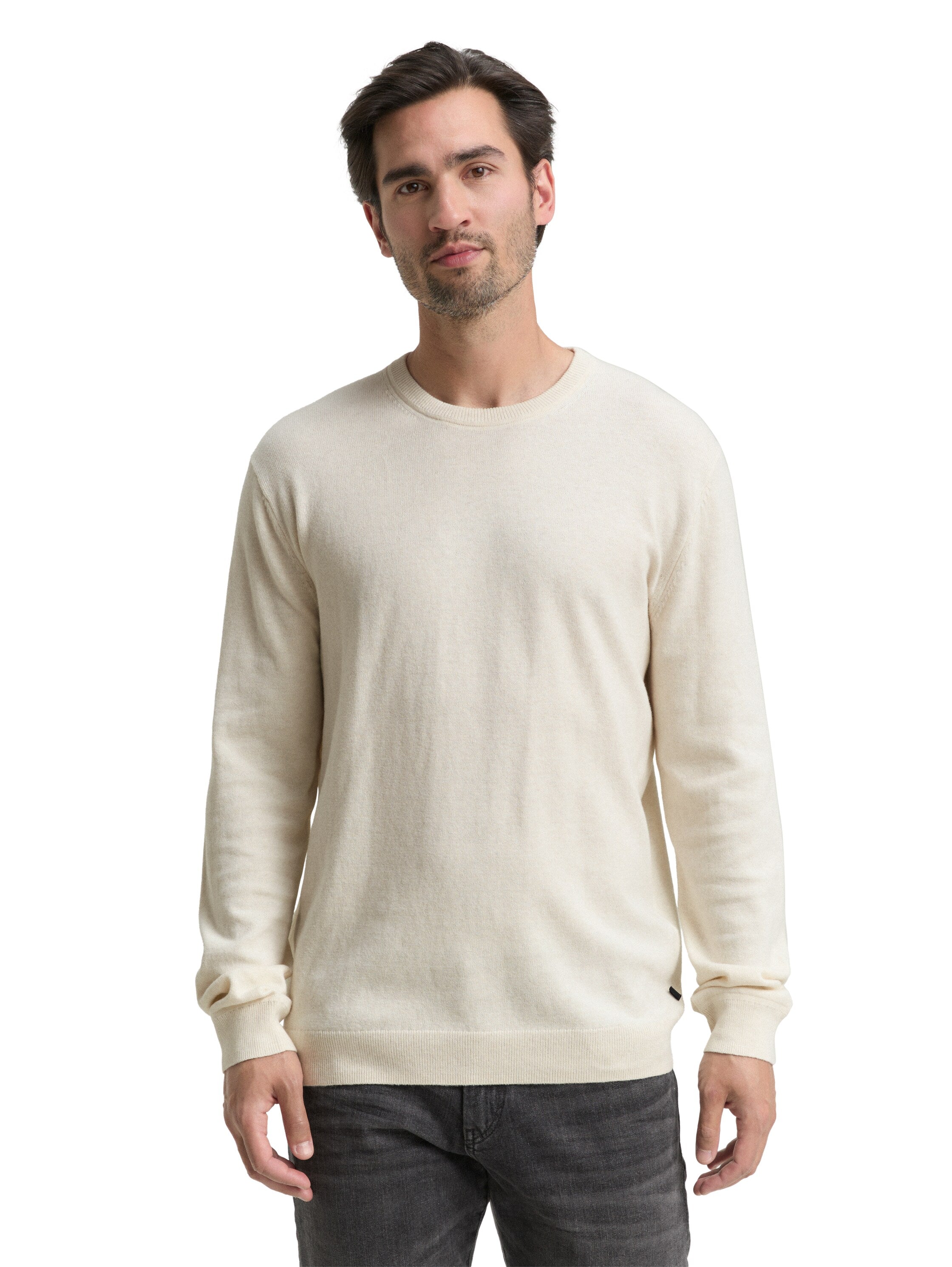 Tom Tailor Knitted with Cashmere Blend Butter Cream Pullover