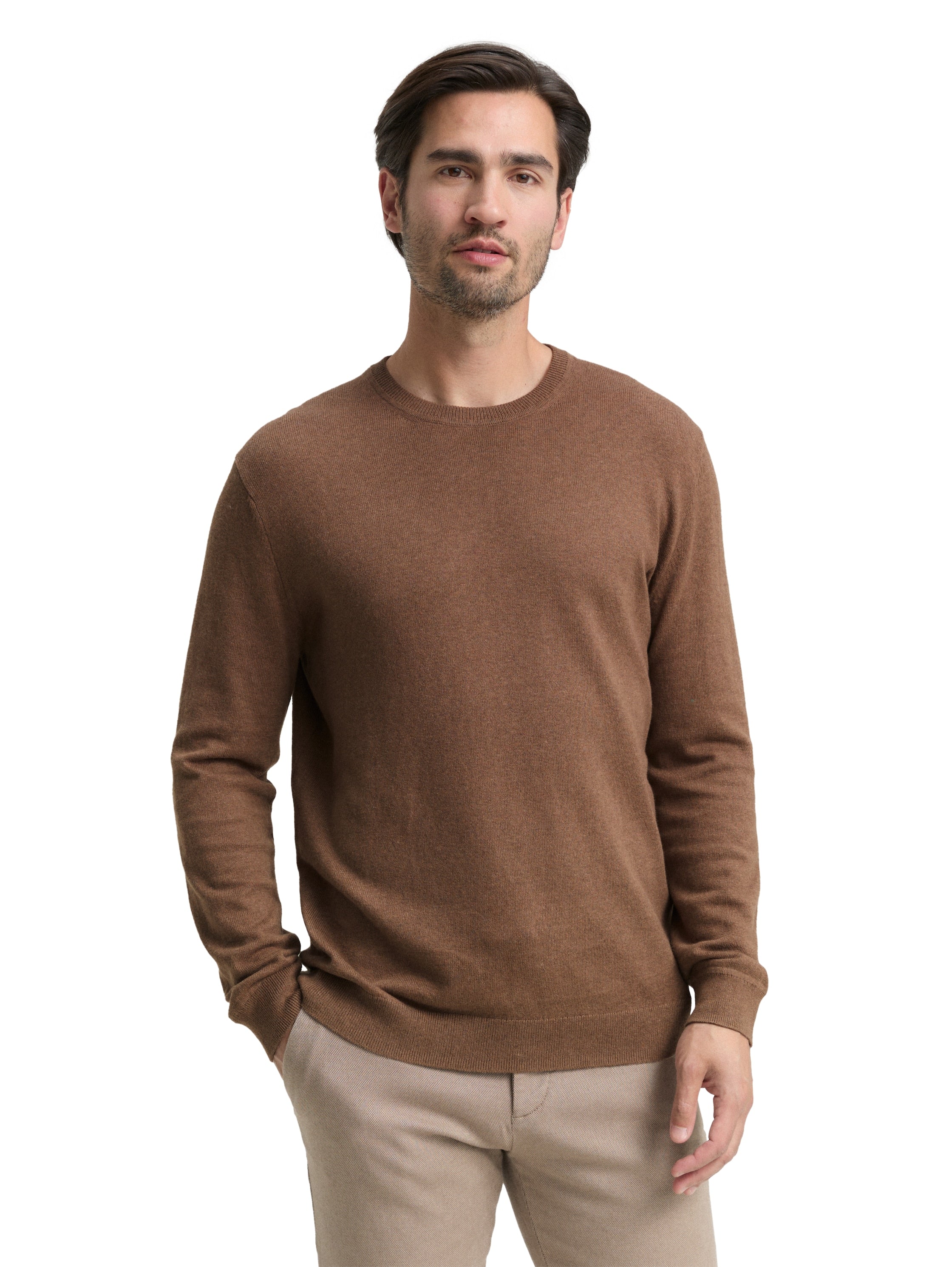 Tom Tailor Knitted with Cashmere Blend Dark Taupe Pullover