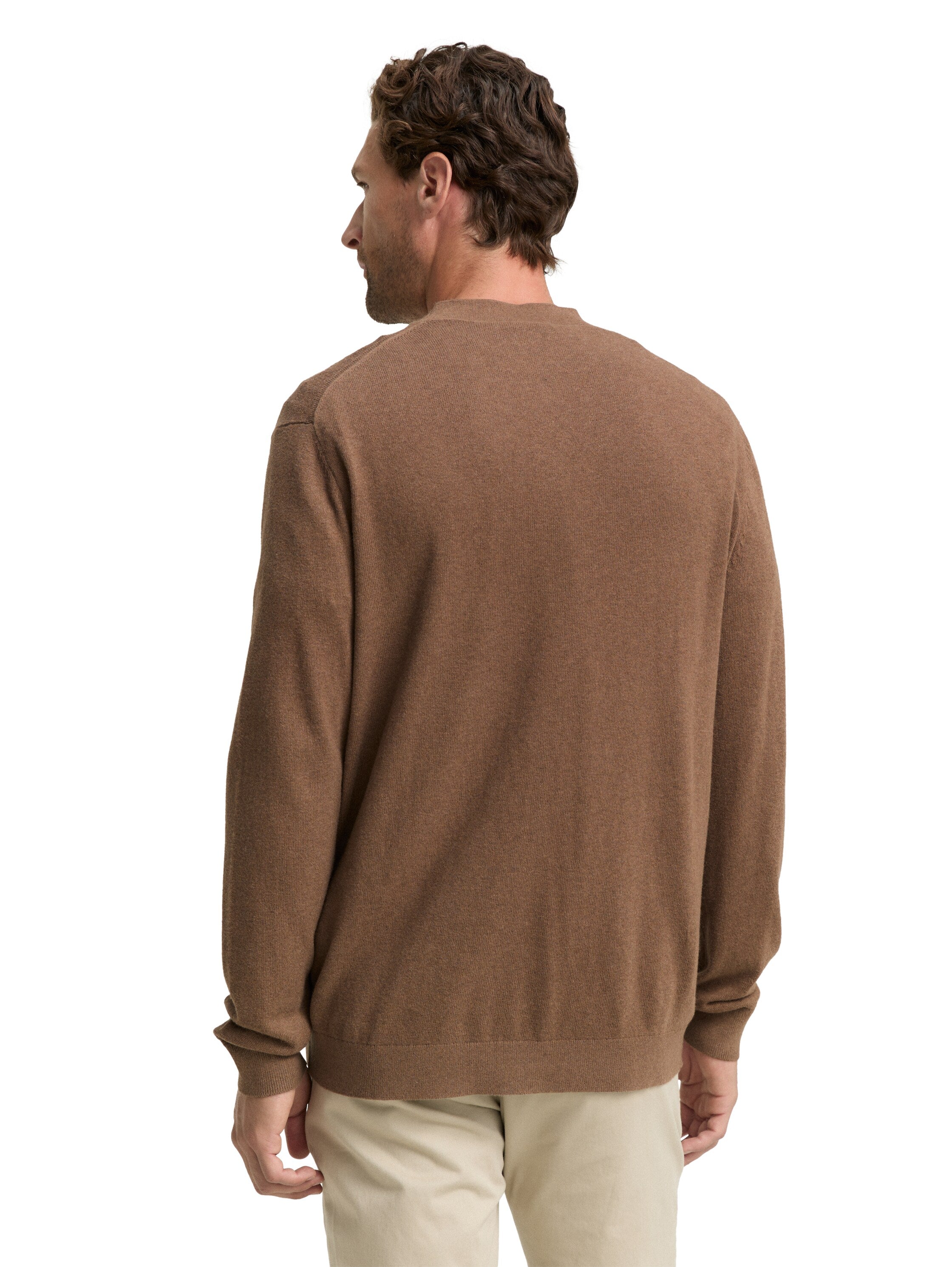 Tom Tailor Knitted Taupe Cardigan With Cashmer Blend