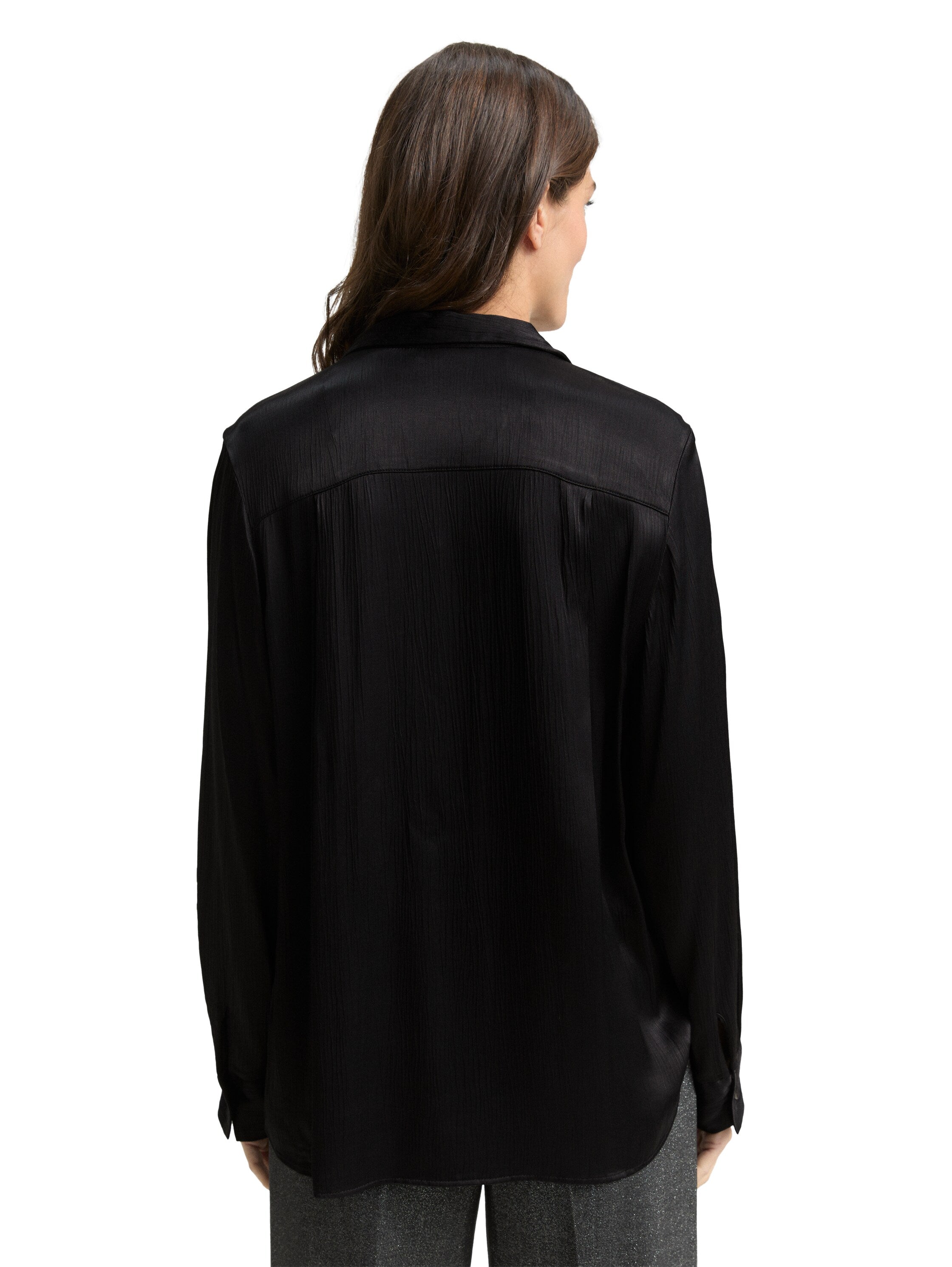 Tom Tailor Black Crinkle Satin Blouse