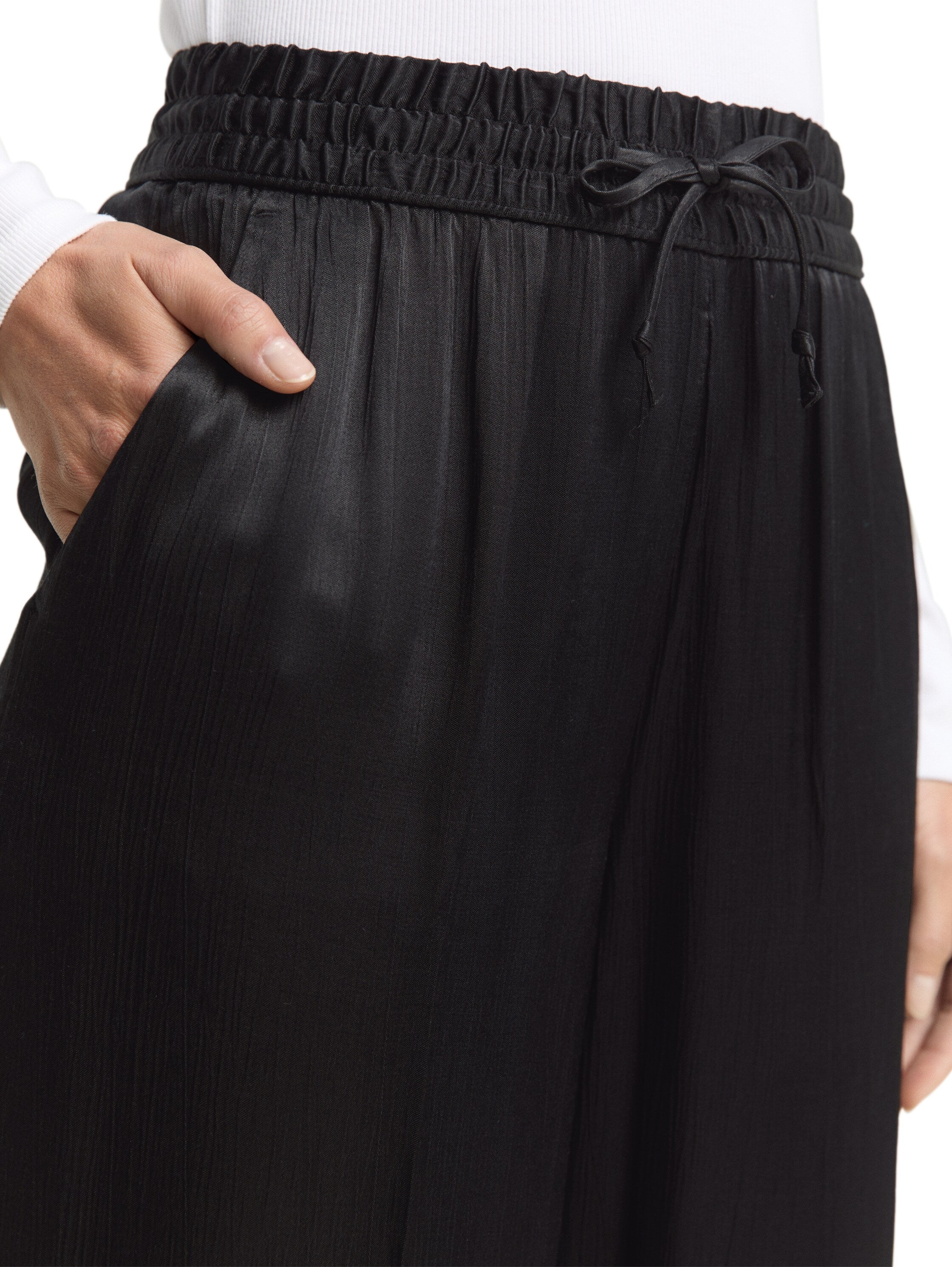 Tom Tailor Black Satin Wide Leg Pant