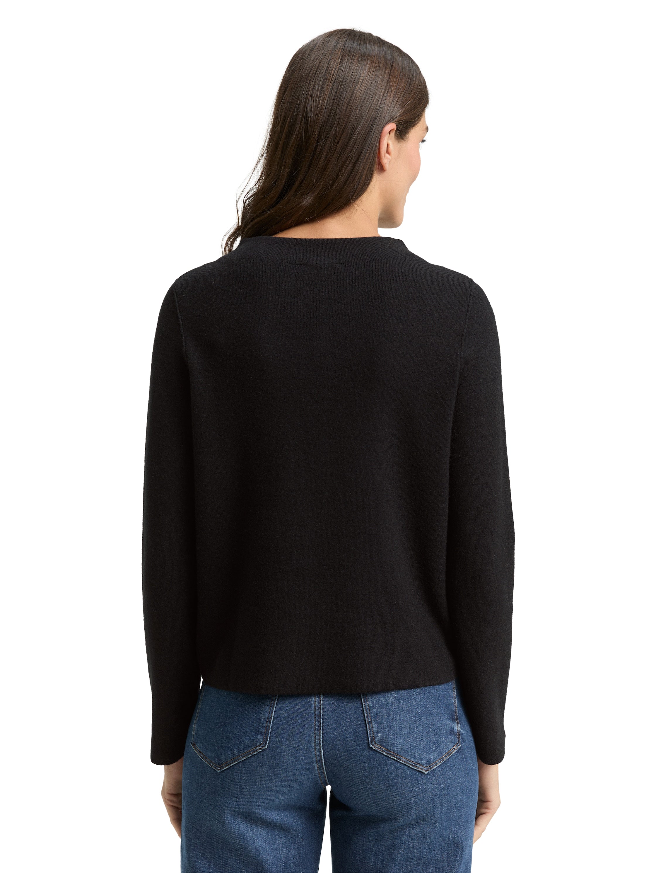 Tom Tailor Deep Black Cropped Knitted Pullover