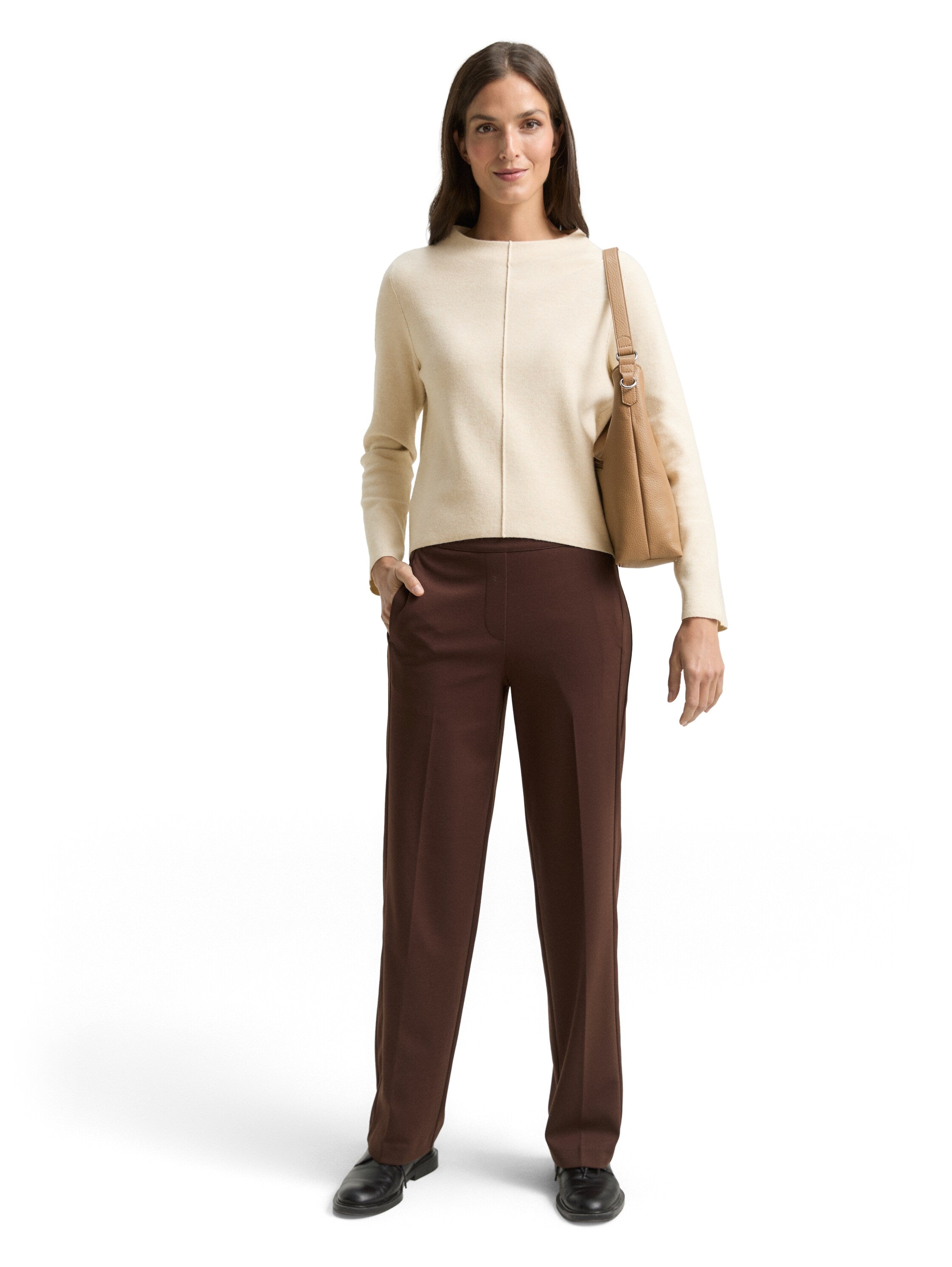 Tom Tailor Stone Beige Cropped Knitted Pullover