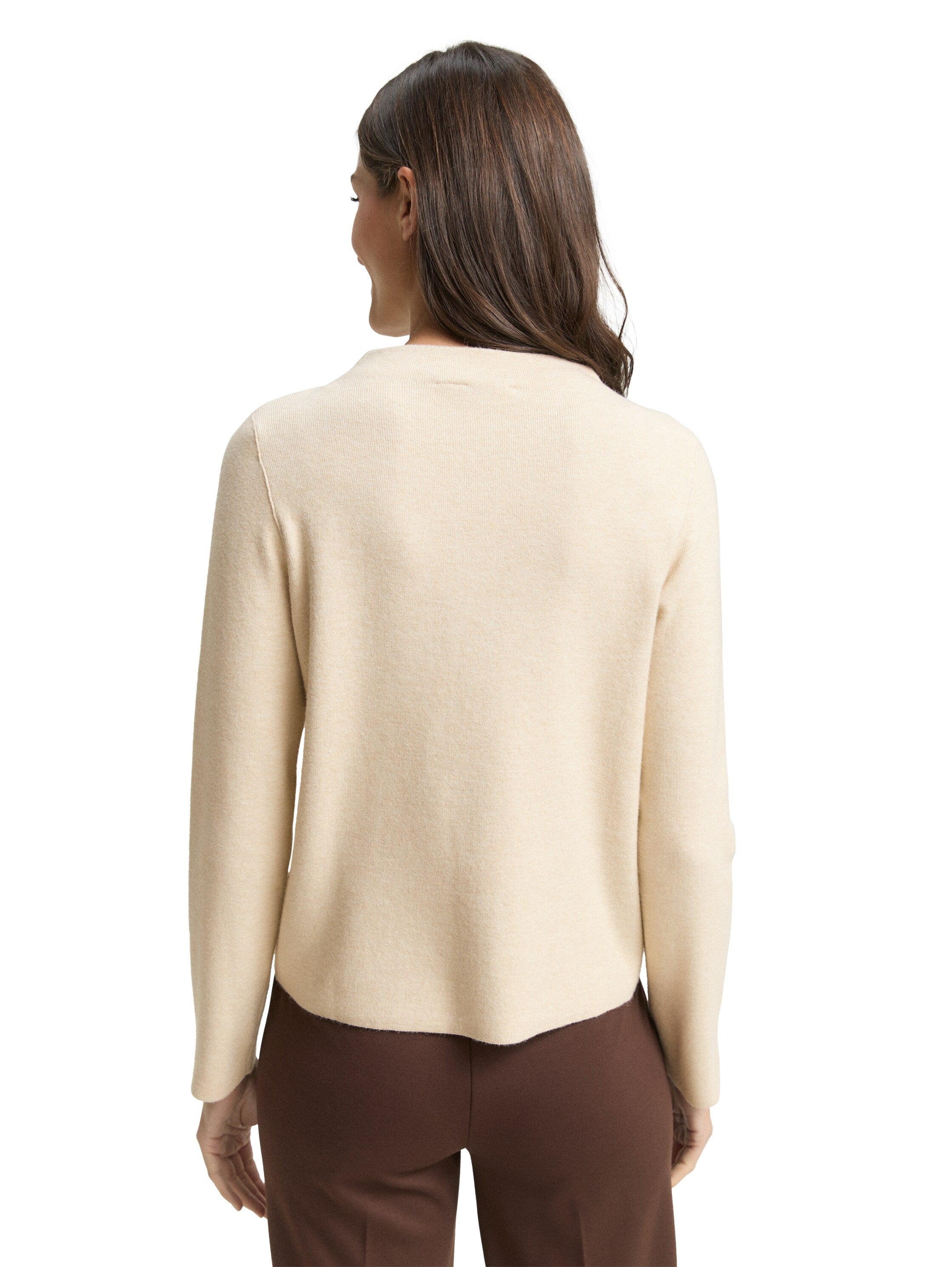 Tom Tailor Stone Beige Cropped Knitted Pullover